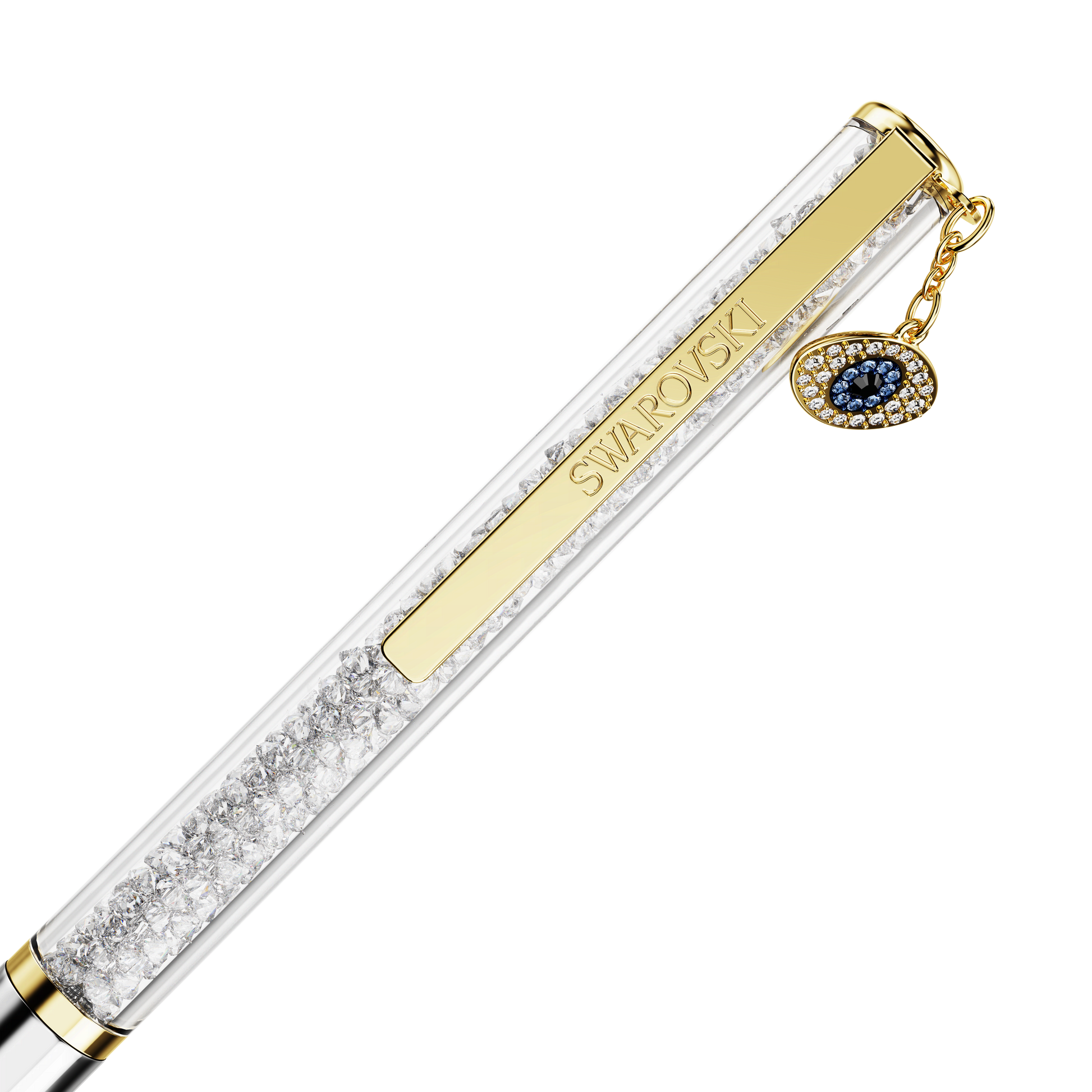 Crystalline ballpoint pen, Evil eye, Gold tone, Mixed metal finish