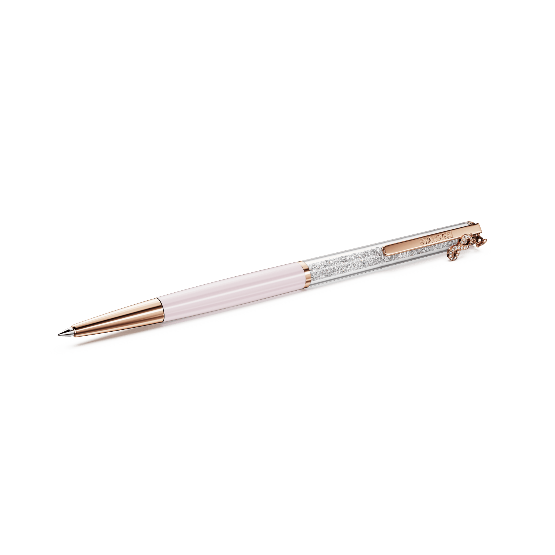 Crystalline ballpoint pen, Infinity, Pink lacquered, Rose gold-tone plated