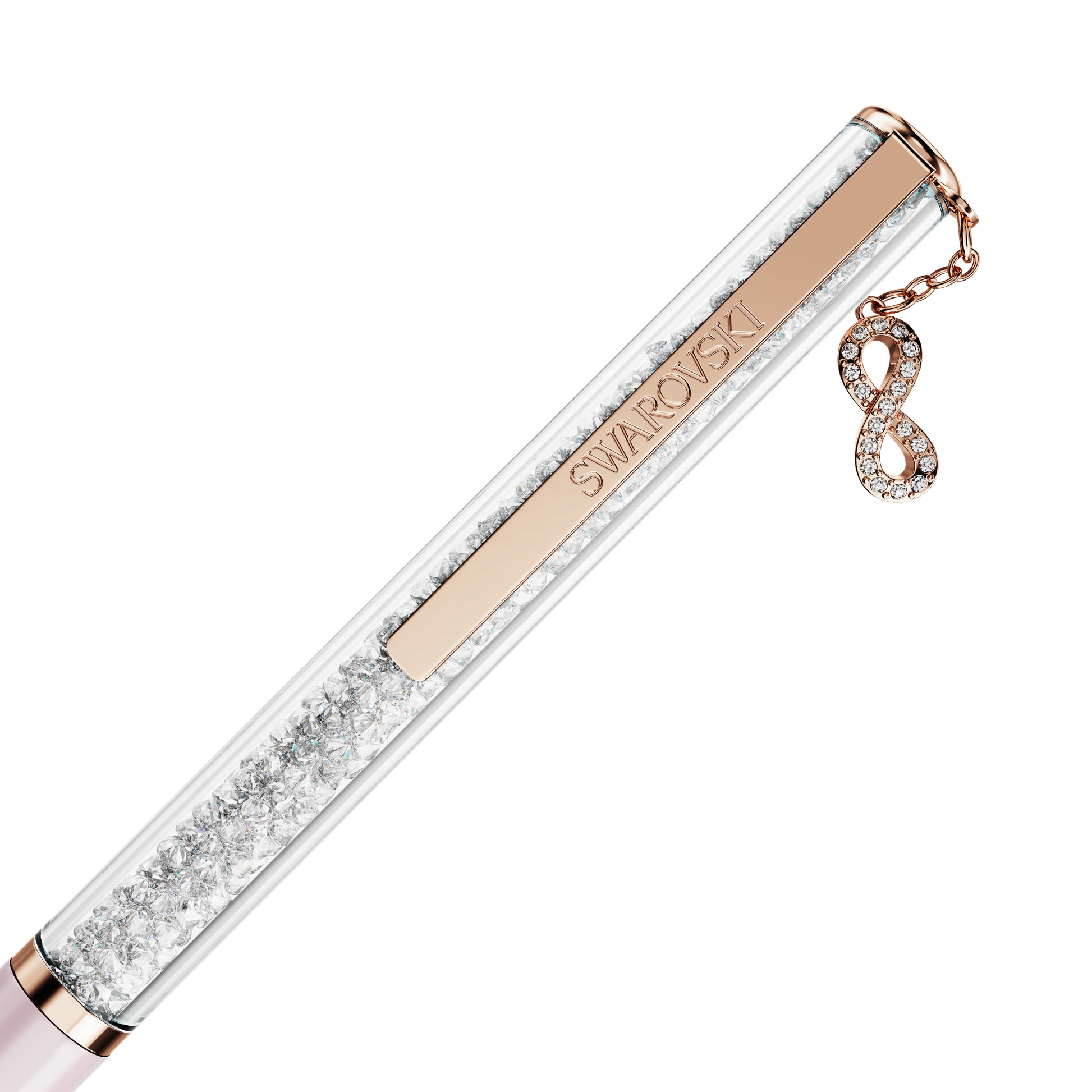 Crystalline ballpoint pen, Infinity, Pink lacquered, Rose gold-tone plated