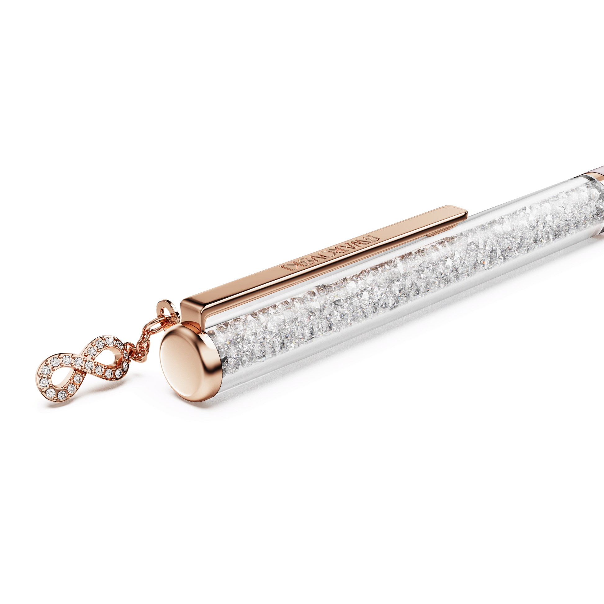 Crystalline ballpoint pen, Infinity, Pink lacquered, Rose gold-tone plated