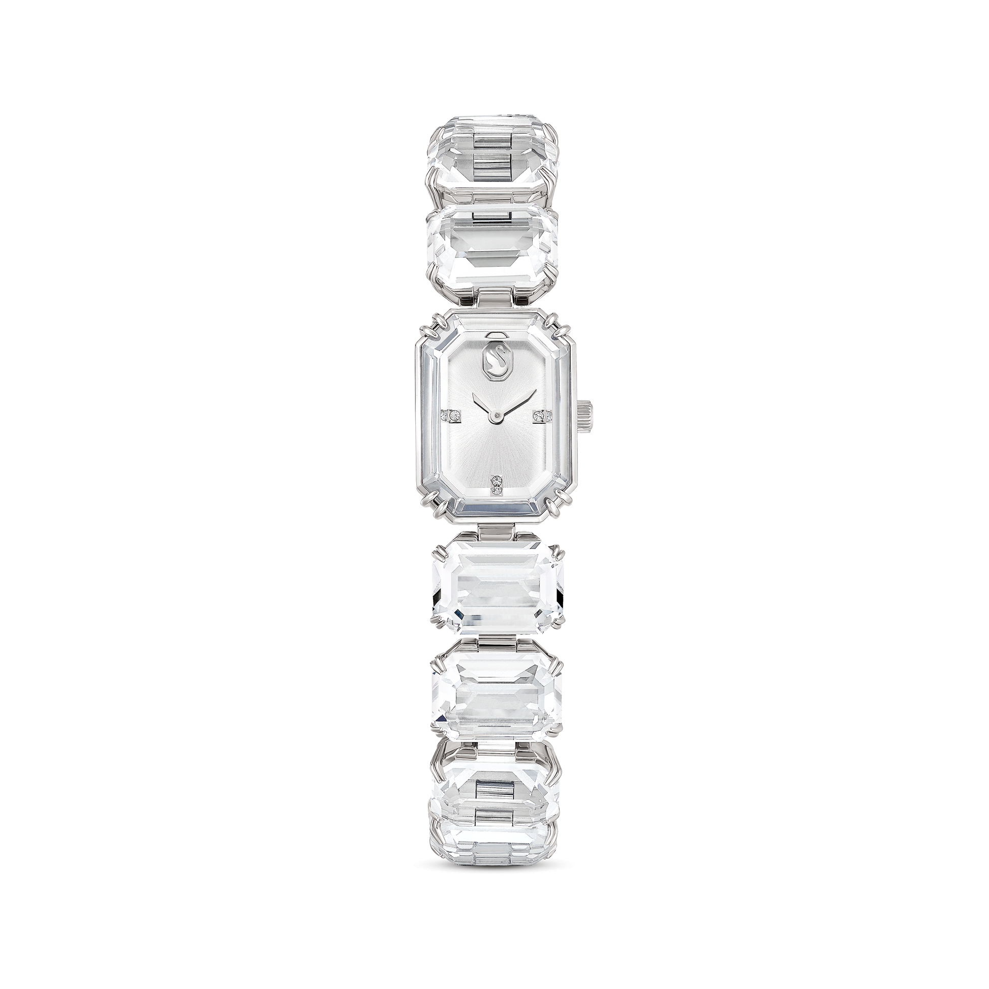Watch, Octagon cut bracelet, White, Stainless steel