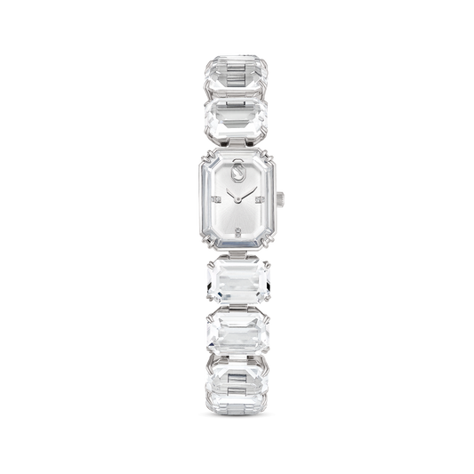 Watch, Octagon cut bracelet, White, Stainless steel