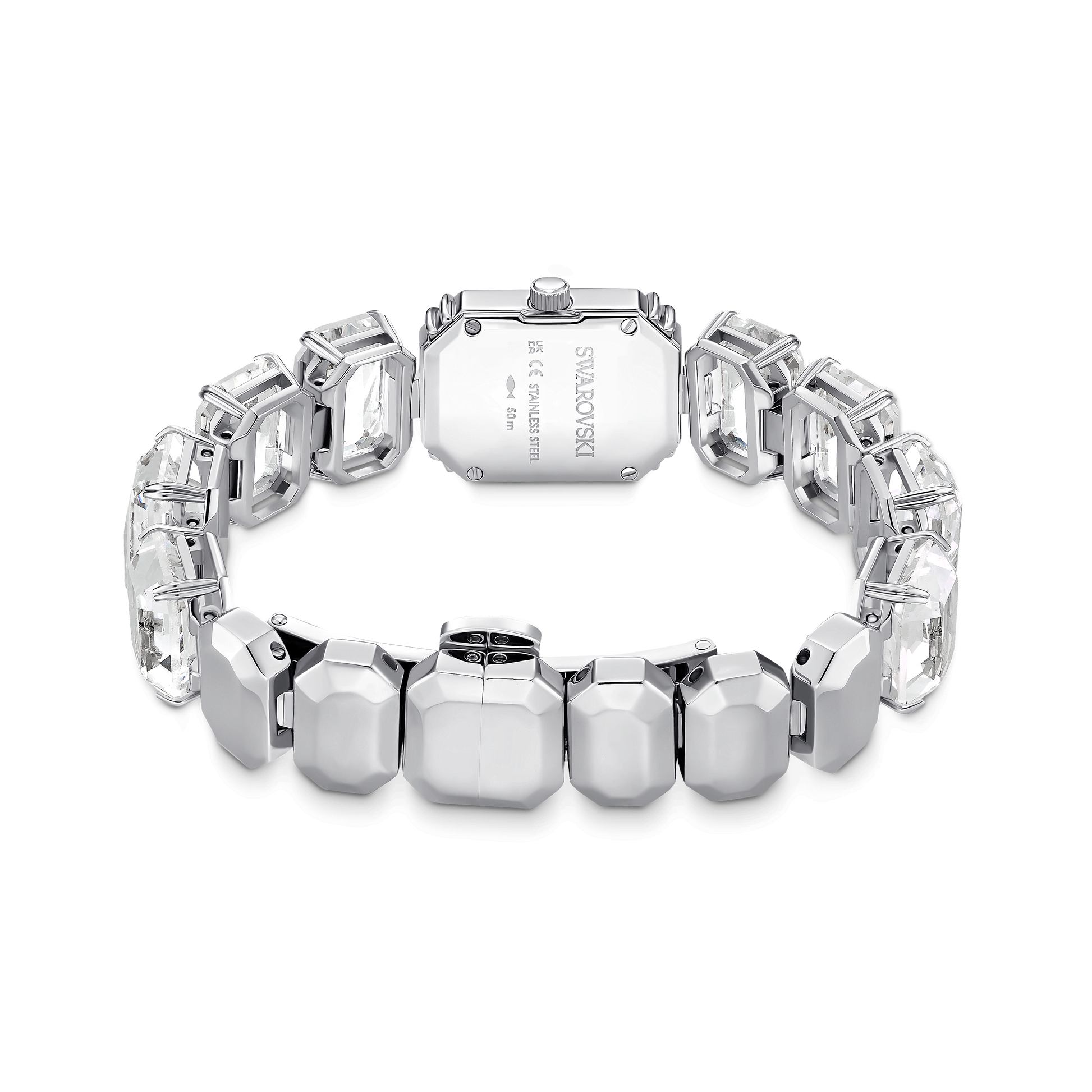 Watch, Octagon cut bracelet, White, Stainless steel
