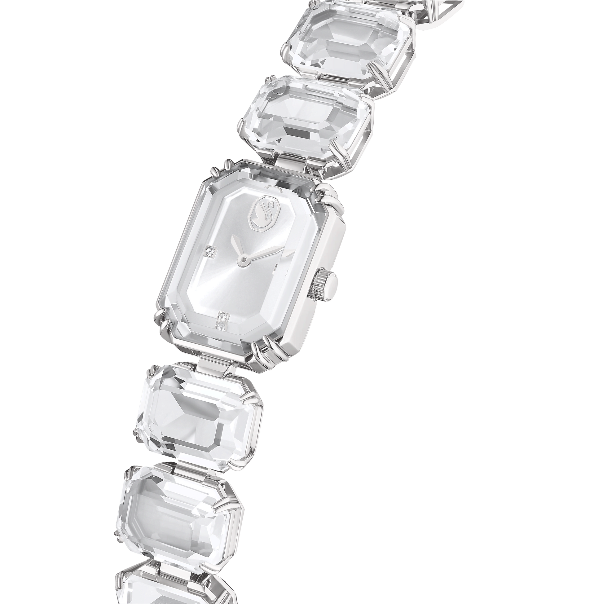 Watch, Octagon cut bracelet, White, Stainless steel