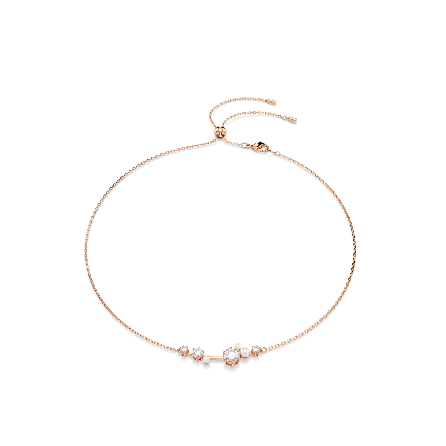 Swarovski Constella necklace, Crystal pearl, Round cuts, White, Rose gold-tone plated