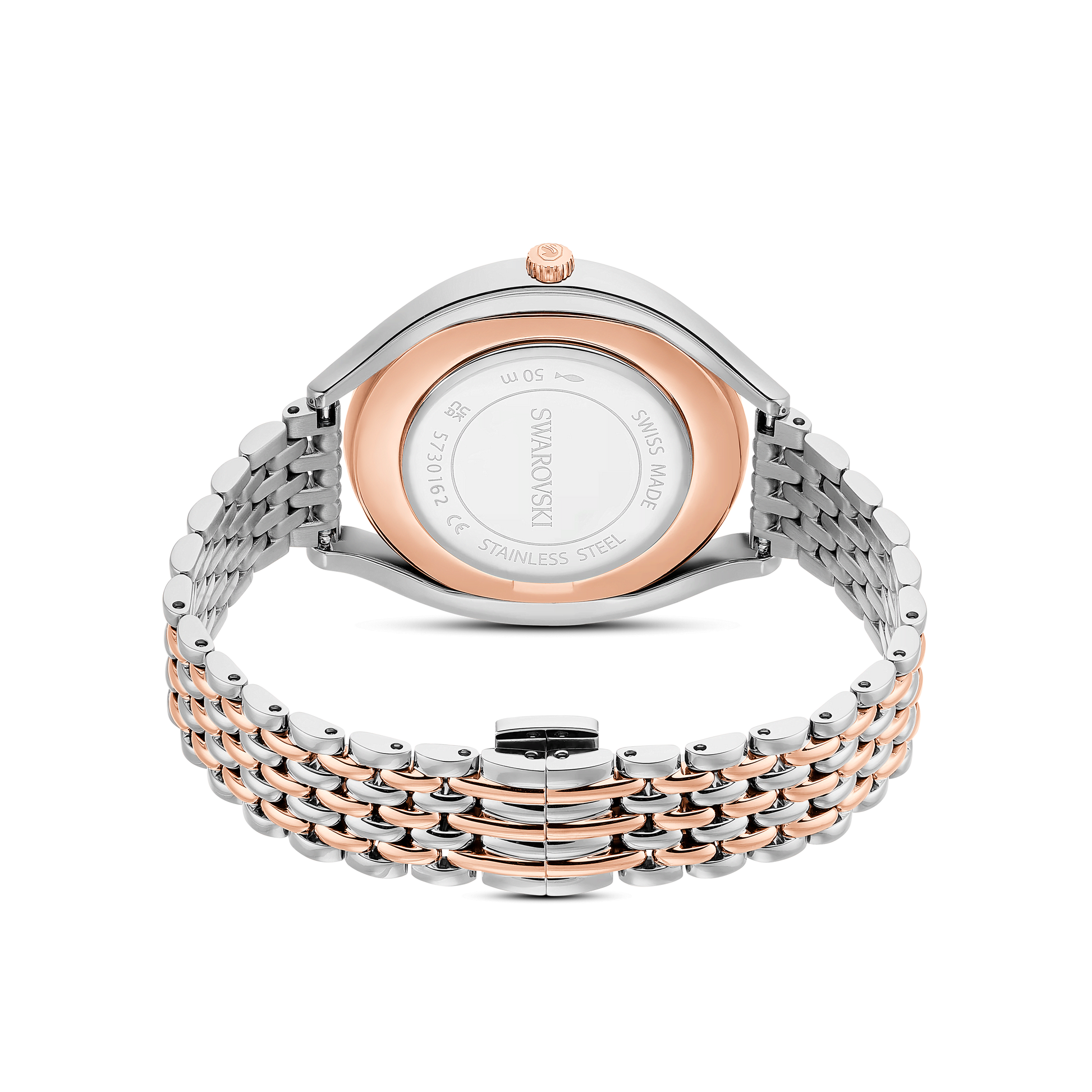 Crystalline aura watch, Swiss Made, Metal bracelet, Rose gold tone, Mixed metal finish