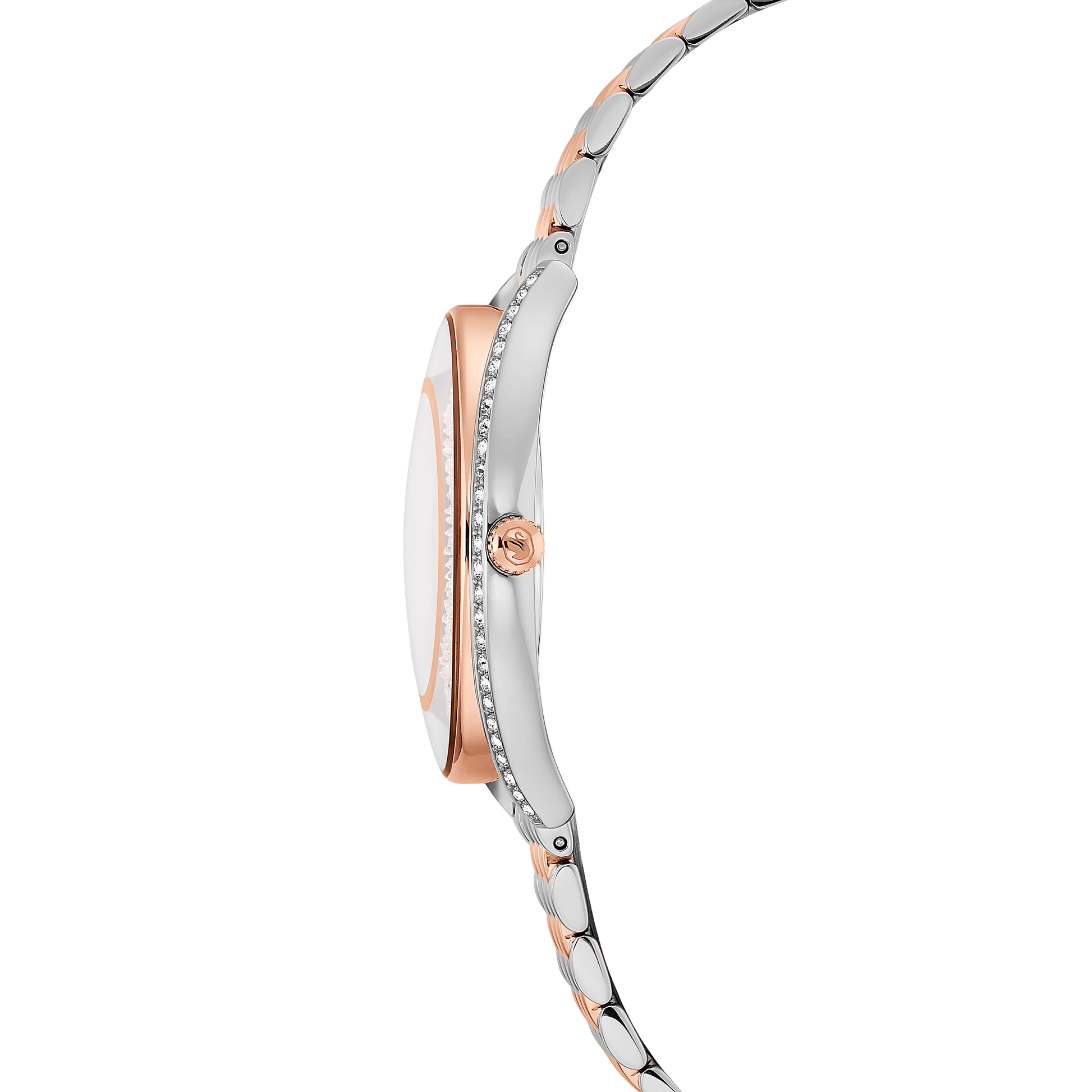 Crystalline aura watch, Swiss Made, Metal bracelet, Rose gold tone, Mixed metal finish