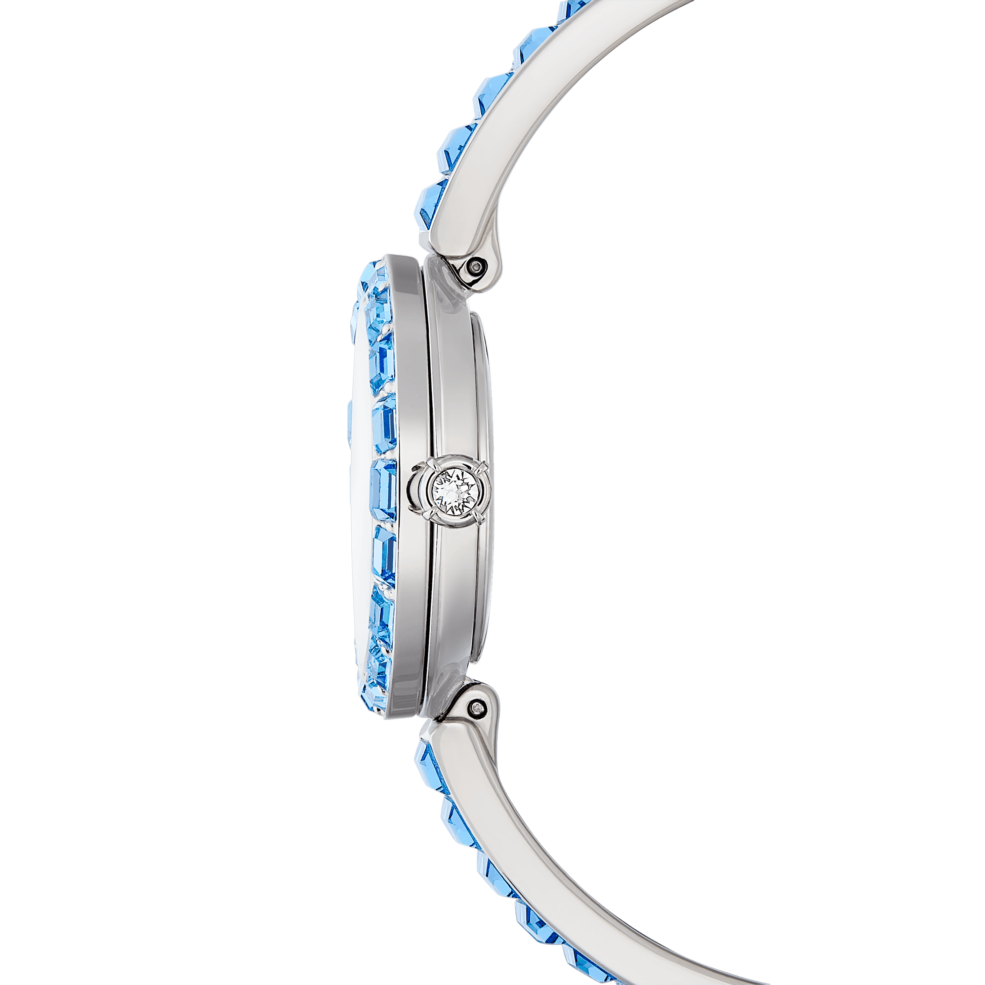 Matrix bangle watch, Swiss Made, Crystal bracelet, Blue, Stainless steel