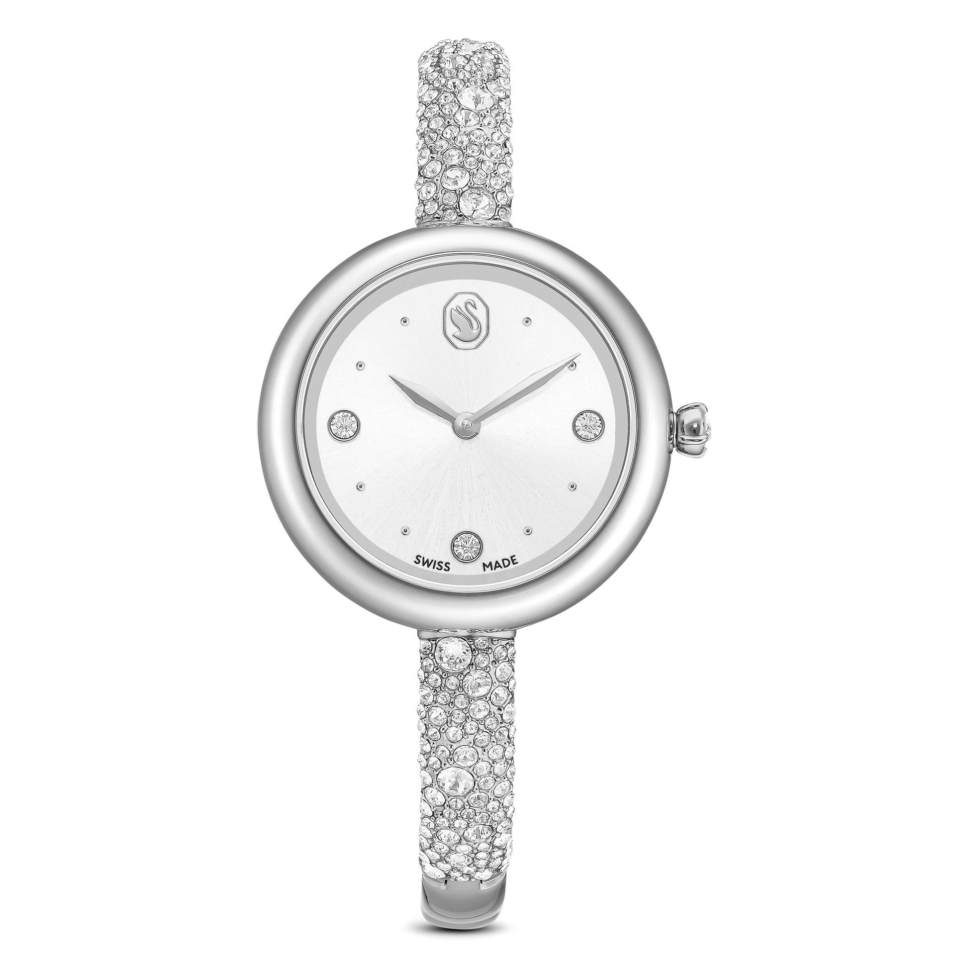 Sublima bangle watch, Swiss Made, Metal bracelet, Silver tone, Stainless steel