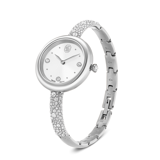 Sublima bangle watch, Swiss Made, Metal bracelet, Silver tone, Stainless steel