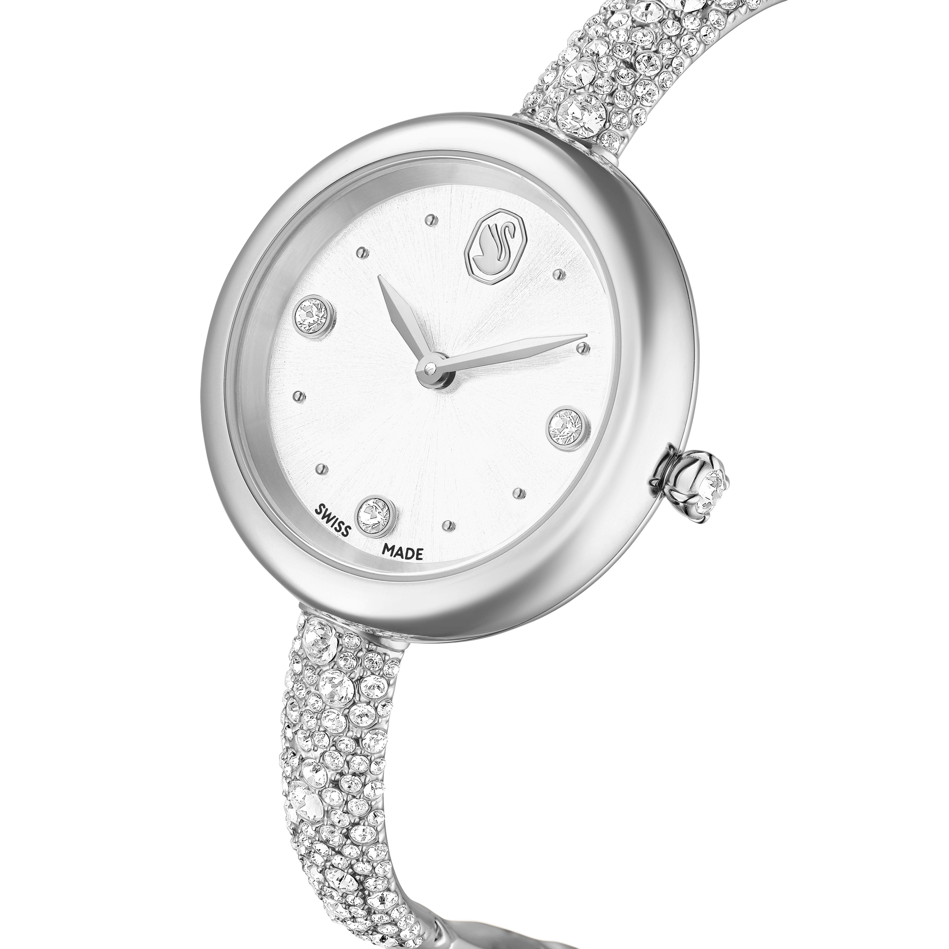 Sublima bangle watch, Swiss Made, Metal bracelet, Silver tone, Stainless steel