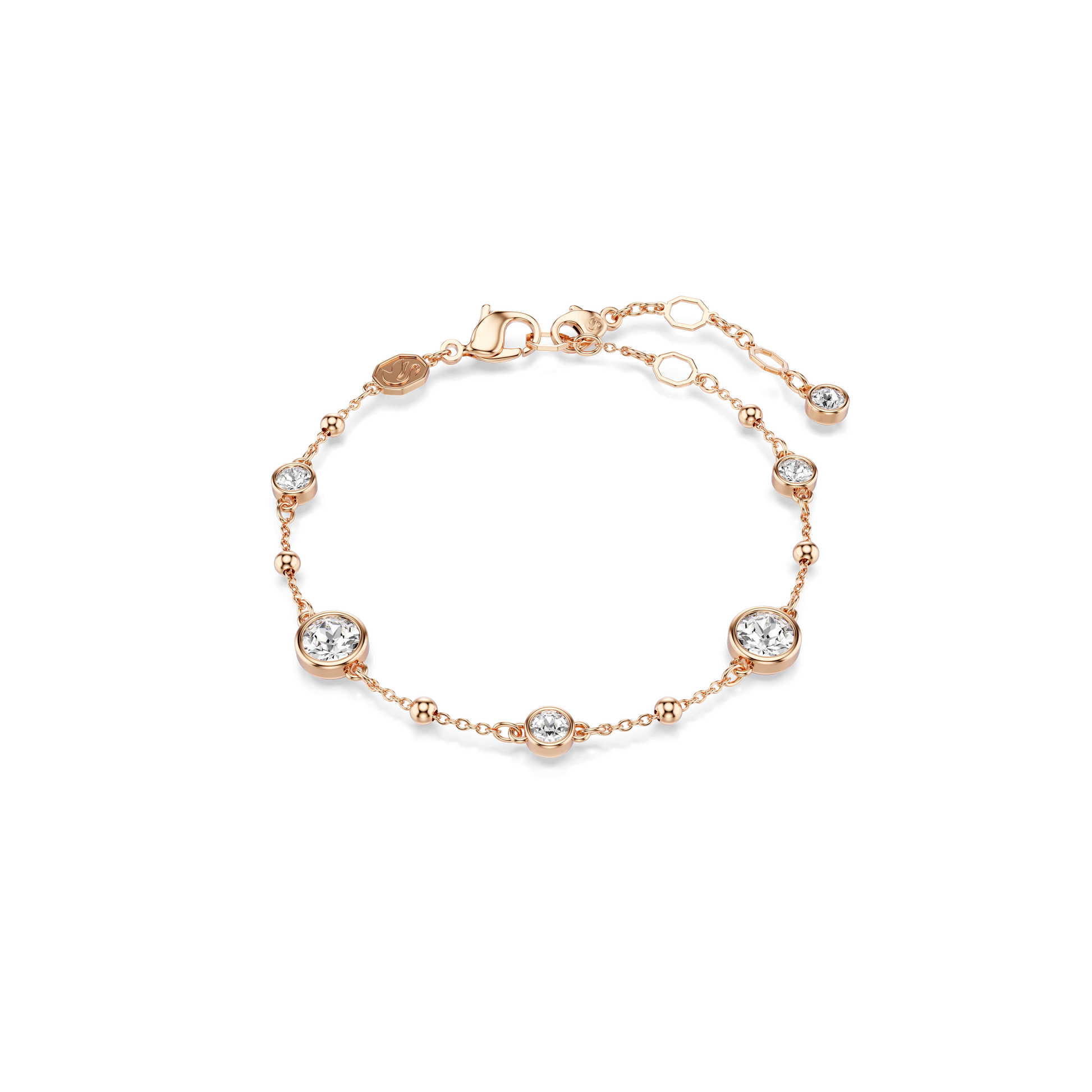 Imber bracelet, Round cut, White, 18K rose gold finish