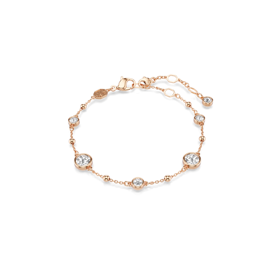 Imber bracelet, Round cut, White, 18K rose gold finish