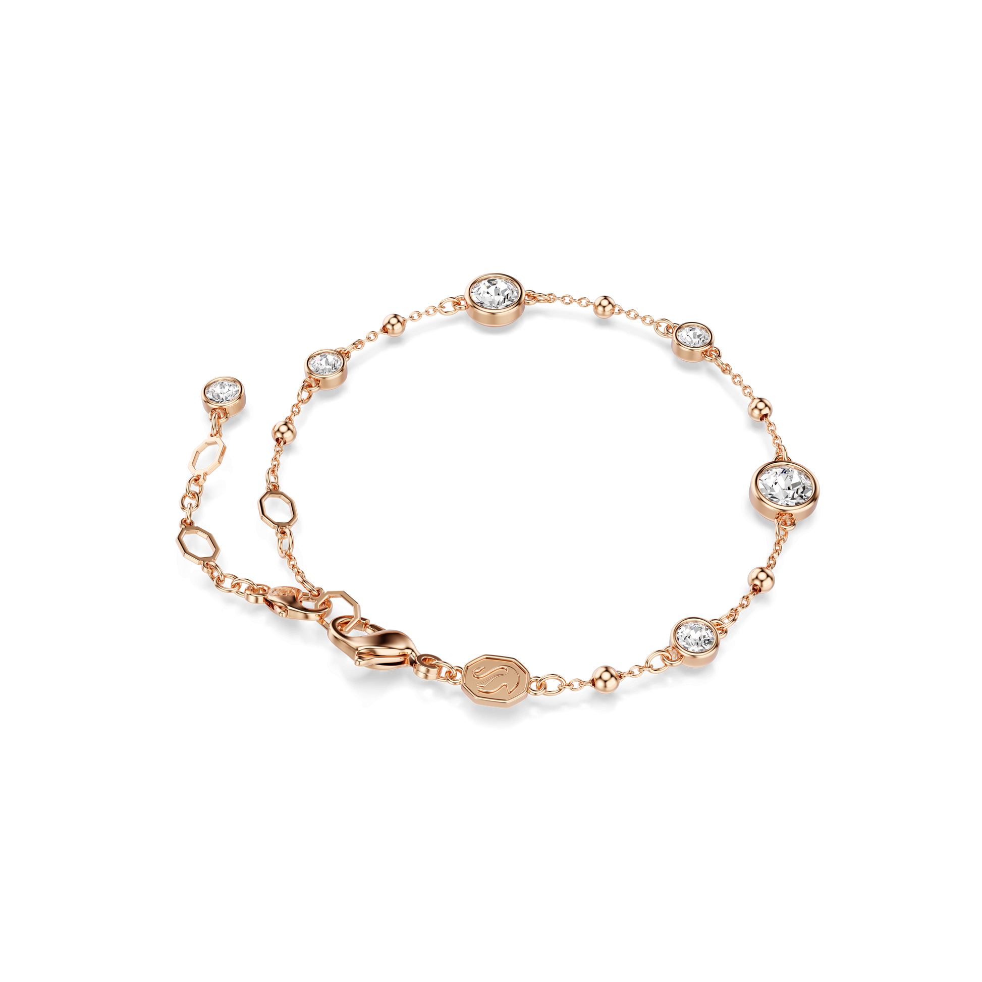 Imber bracelet, Round cut, White, 18K rose gold finish