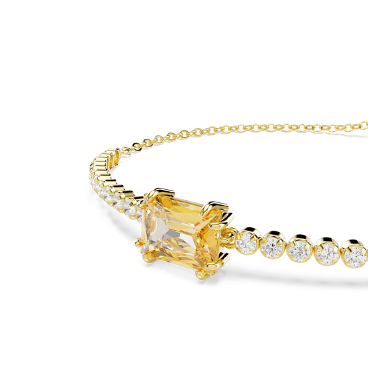 Matrix Tennis bracelet, Mixed cuts, Caramel, 18K gold finish