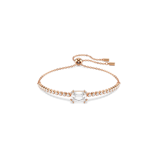 Matrix bracelet, Mixed cuts, White, 18K rose gold finish