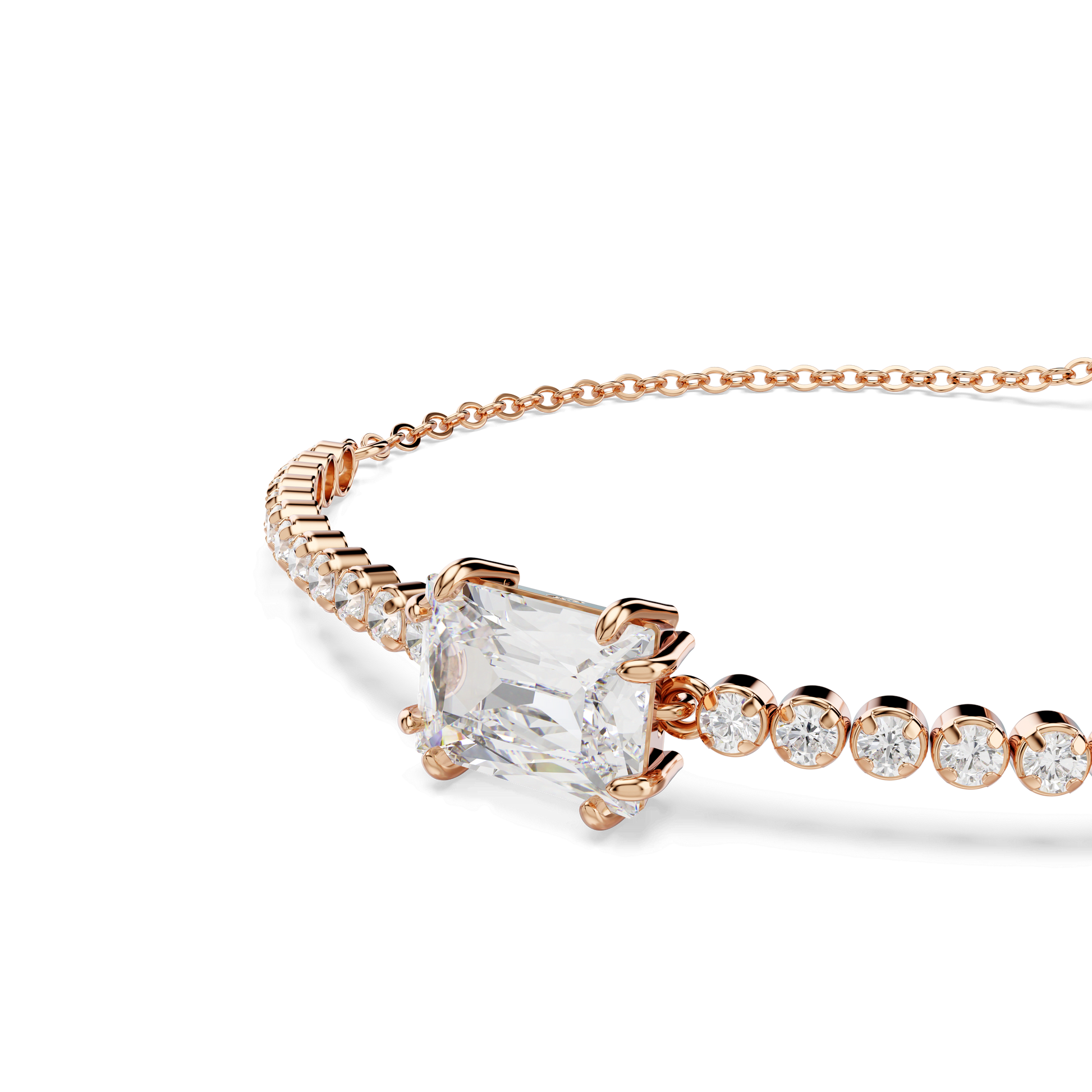 Matrix bracelet, Mixed cuts, White, 18K rose gold finish
