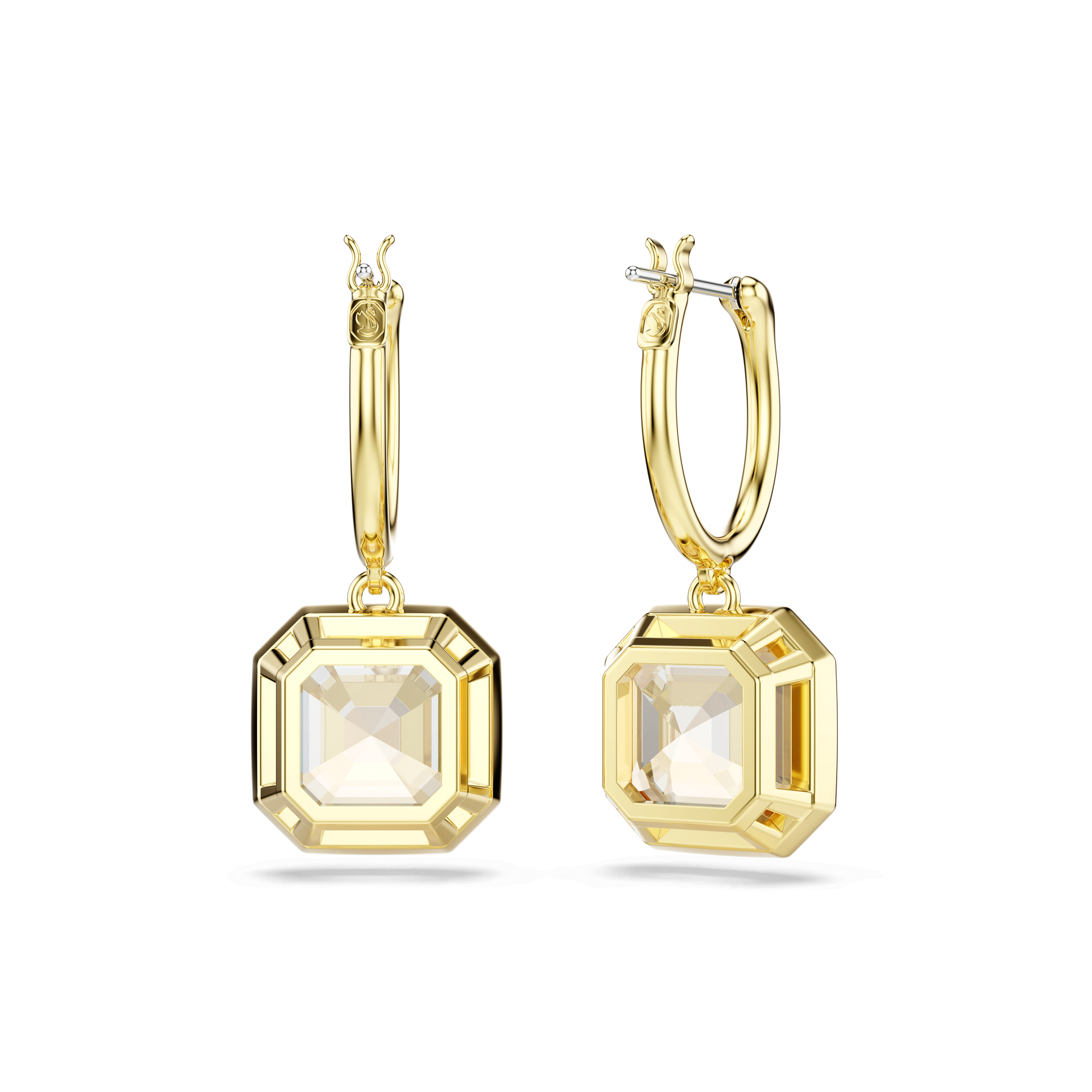 Millenia drop earrings, Square cut, Caramel, 18K gold finish
