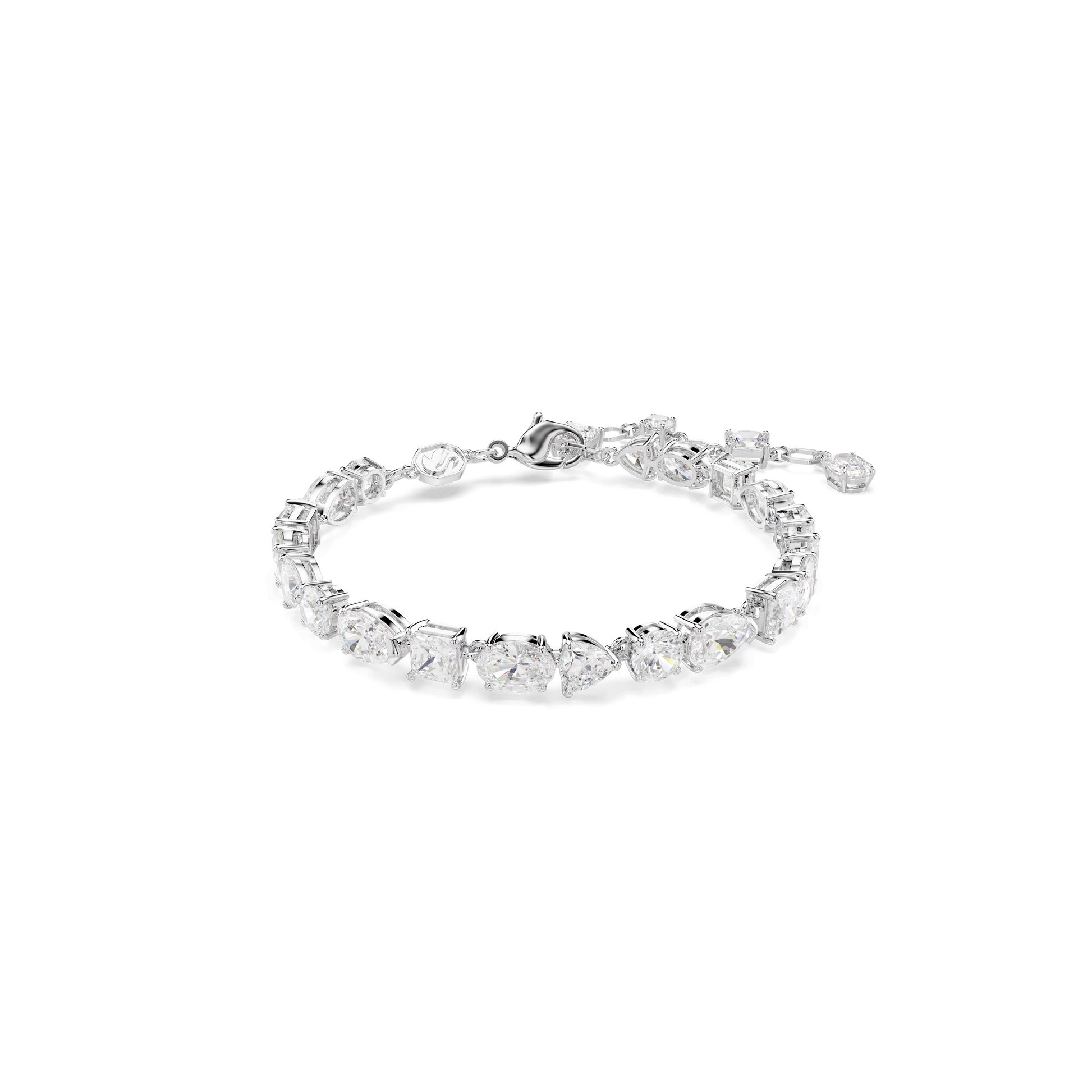 Mesmera bracelet, Mixed cuts, White, Rhodium plated