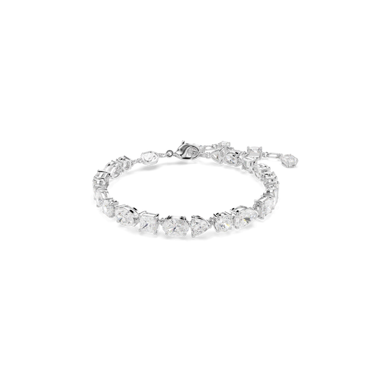 Mesmera bracelet, Mixed cuts, White, Rhodium plated