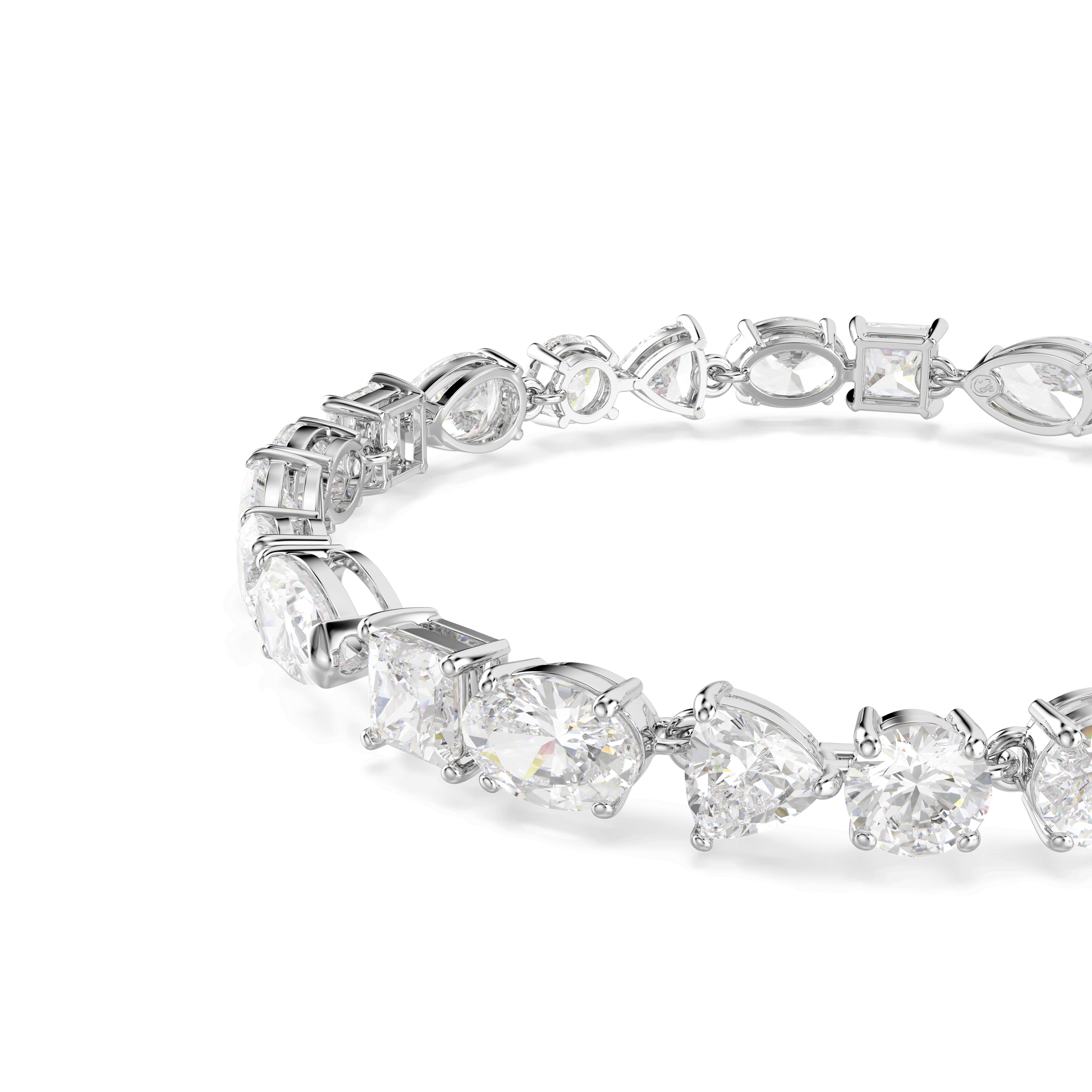 Mesmera bracelet, Mixed cuts, White, Rhodium plated