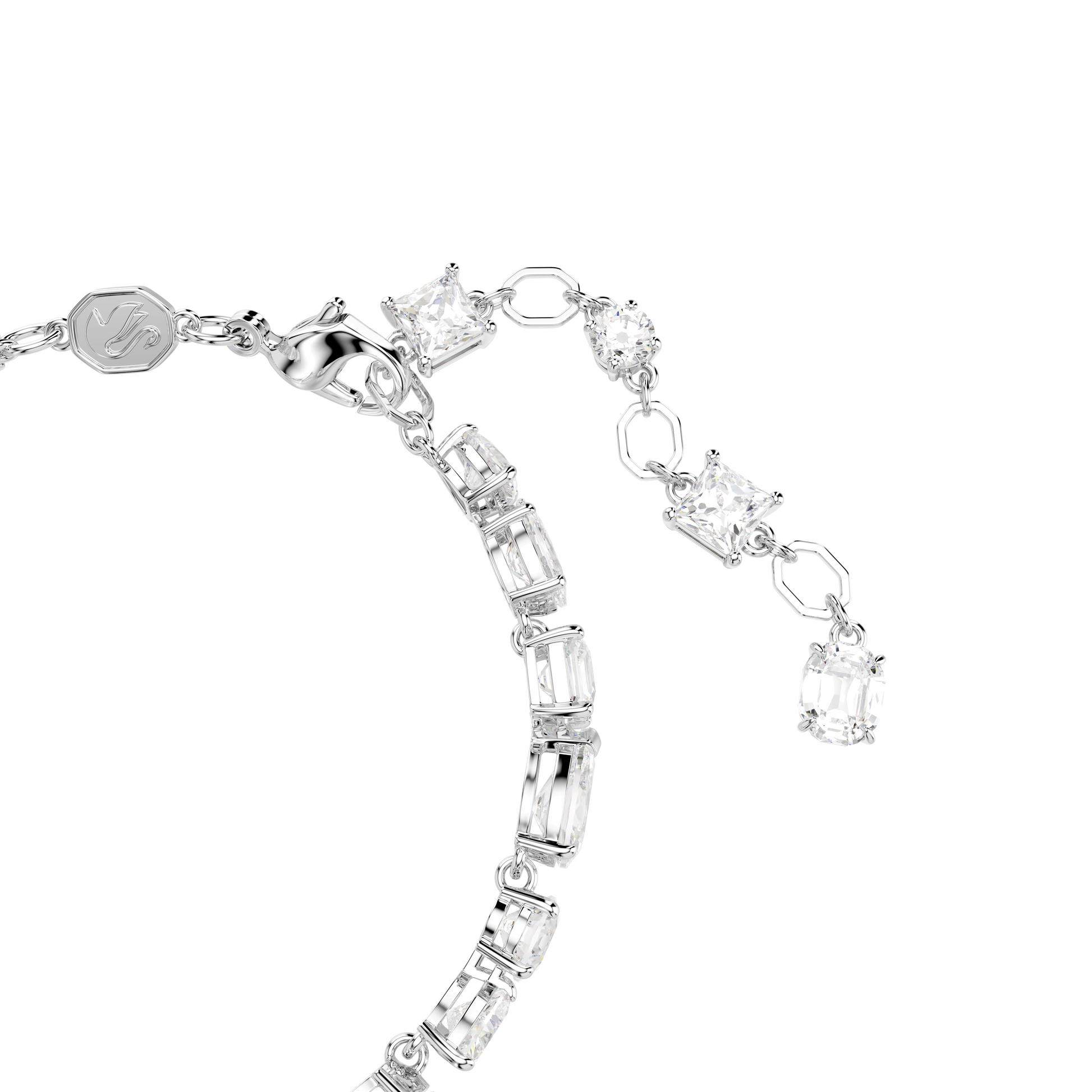 Mesmera bracelet, Mixed cuts, White, Rhodium plated