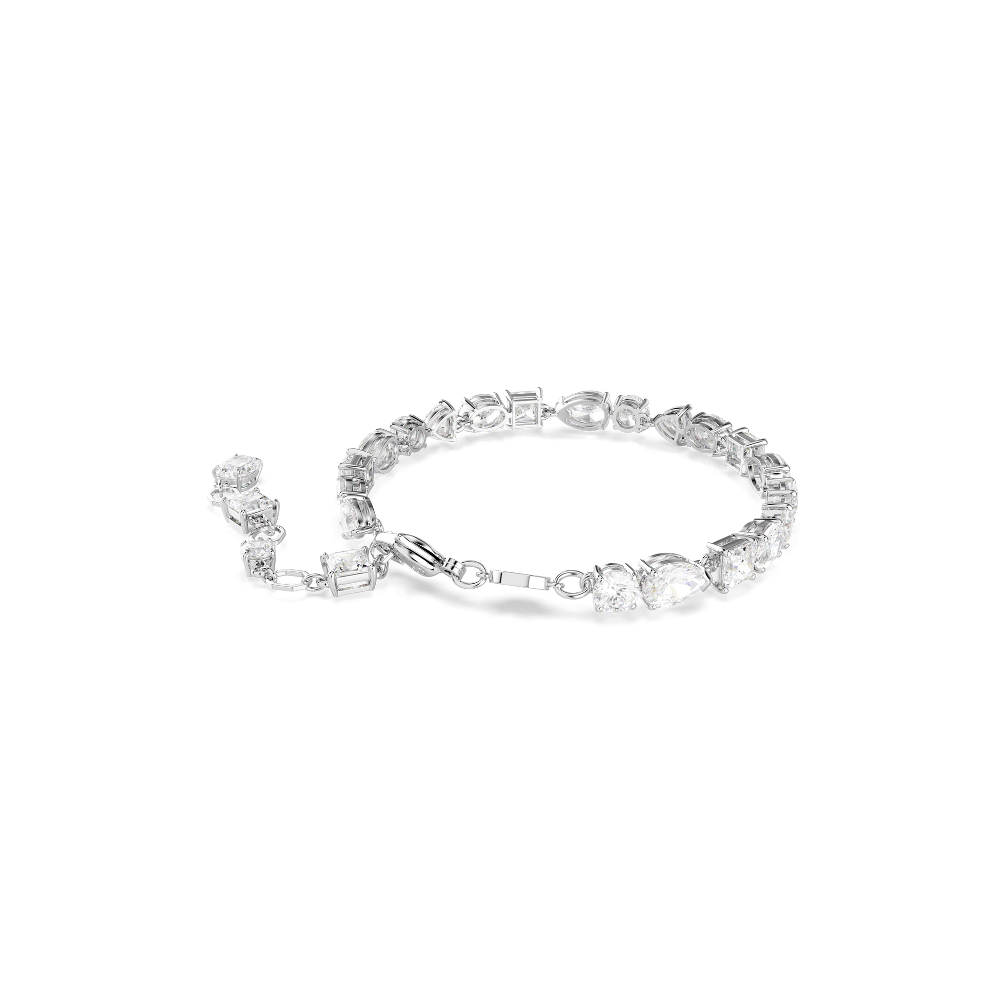 Mesmera bracelet, Mixed cuts, White, Rhodium plated