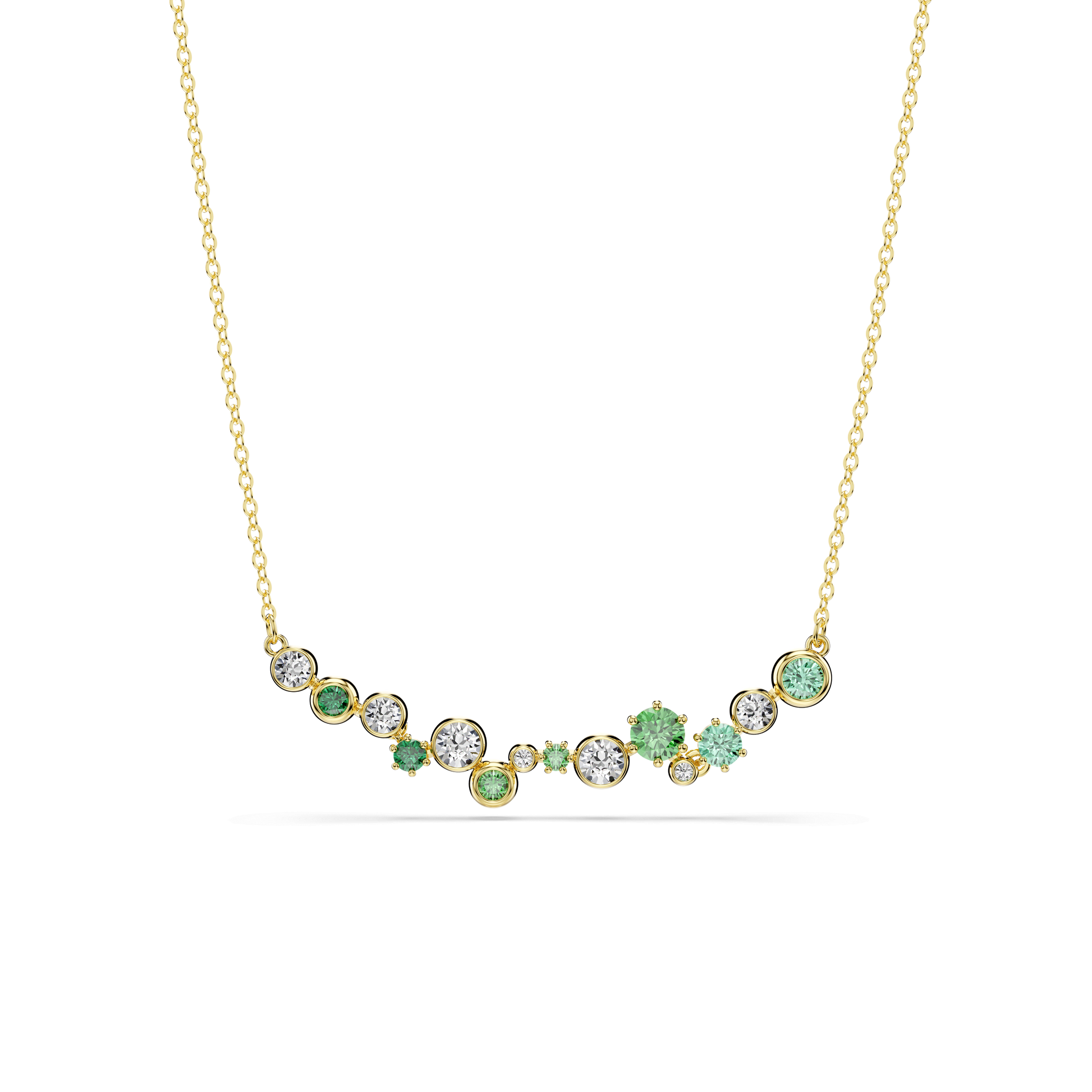 Constella necklace, Mixed cuts, Green, 18K gold finish