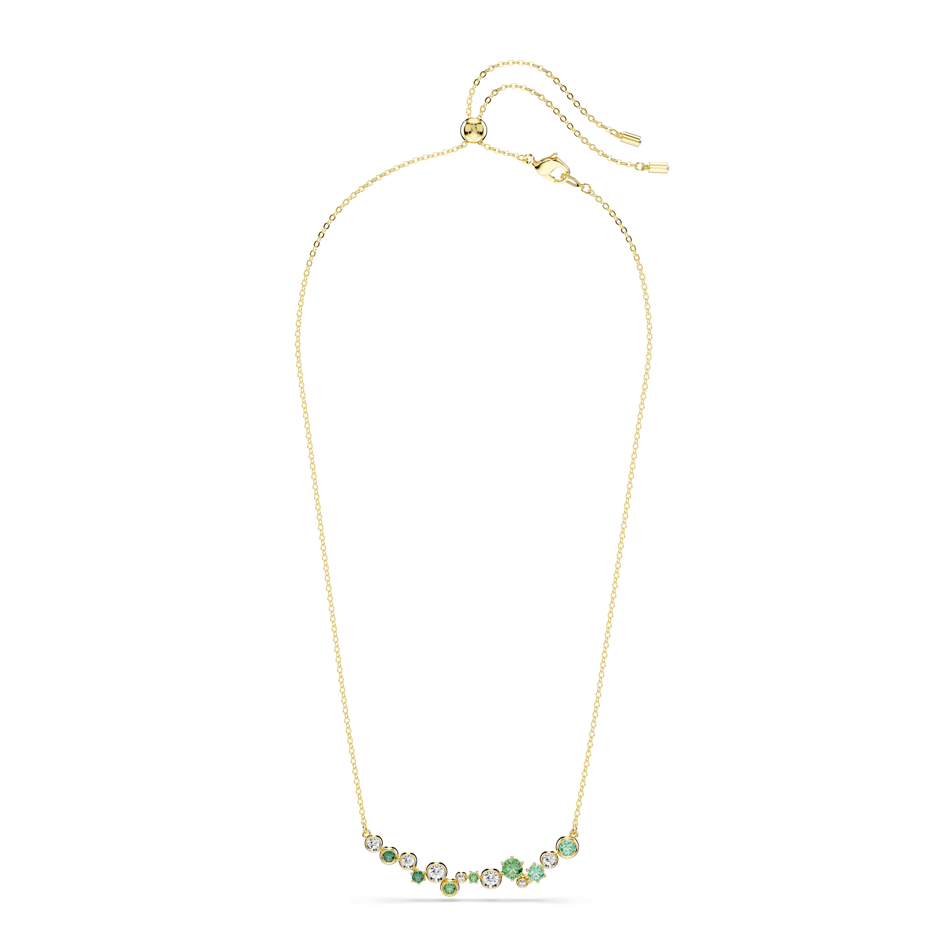 Constella necklace, Mixed cuts, Green, 18K gold finish
