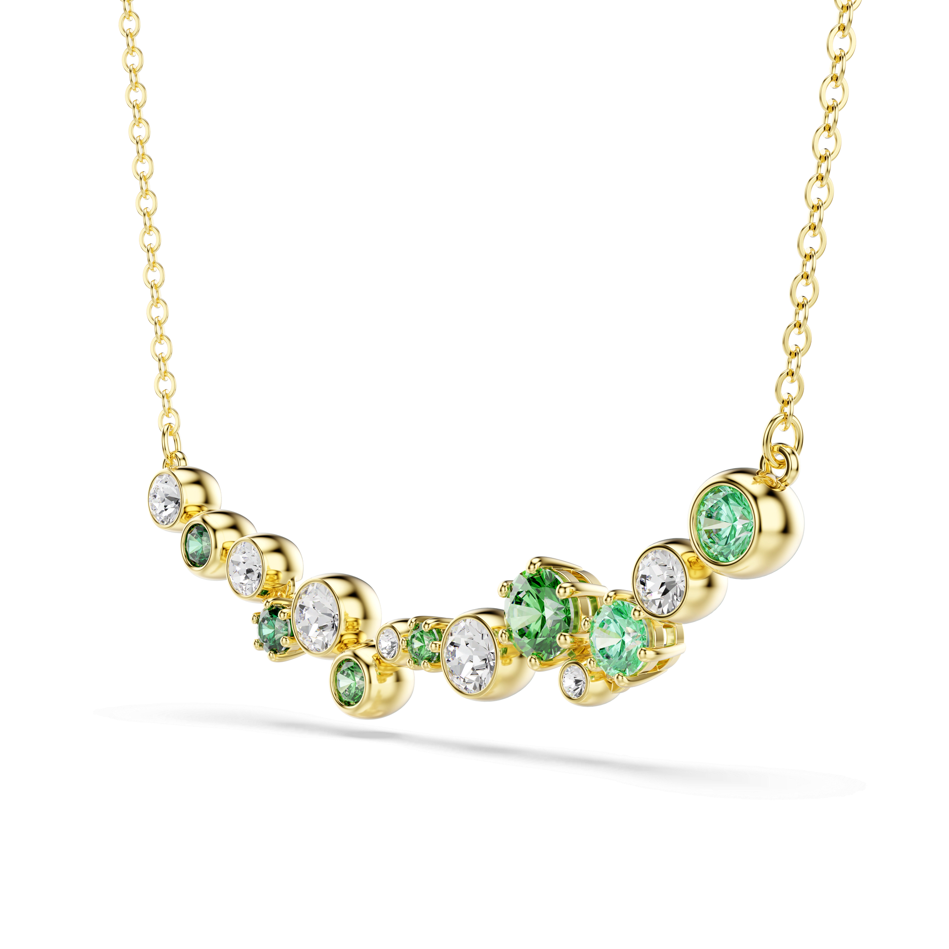 Constella necklace, Mixed cuts, Green, 18K gold finish