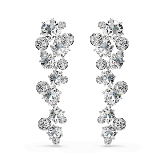 Constella drop earrings, Mixed cuts, White, Rhodium plated