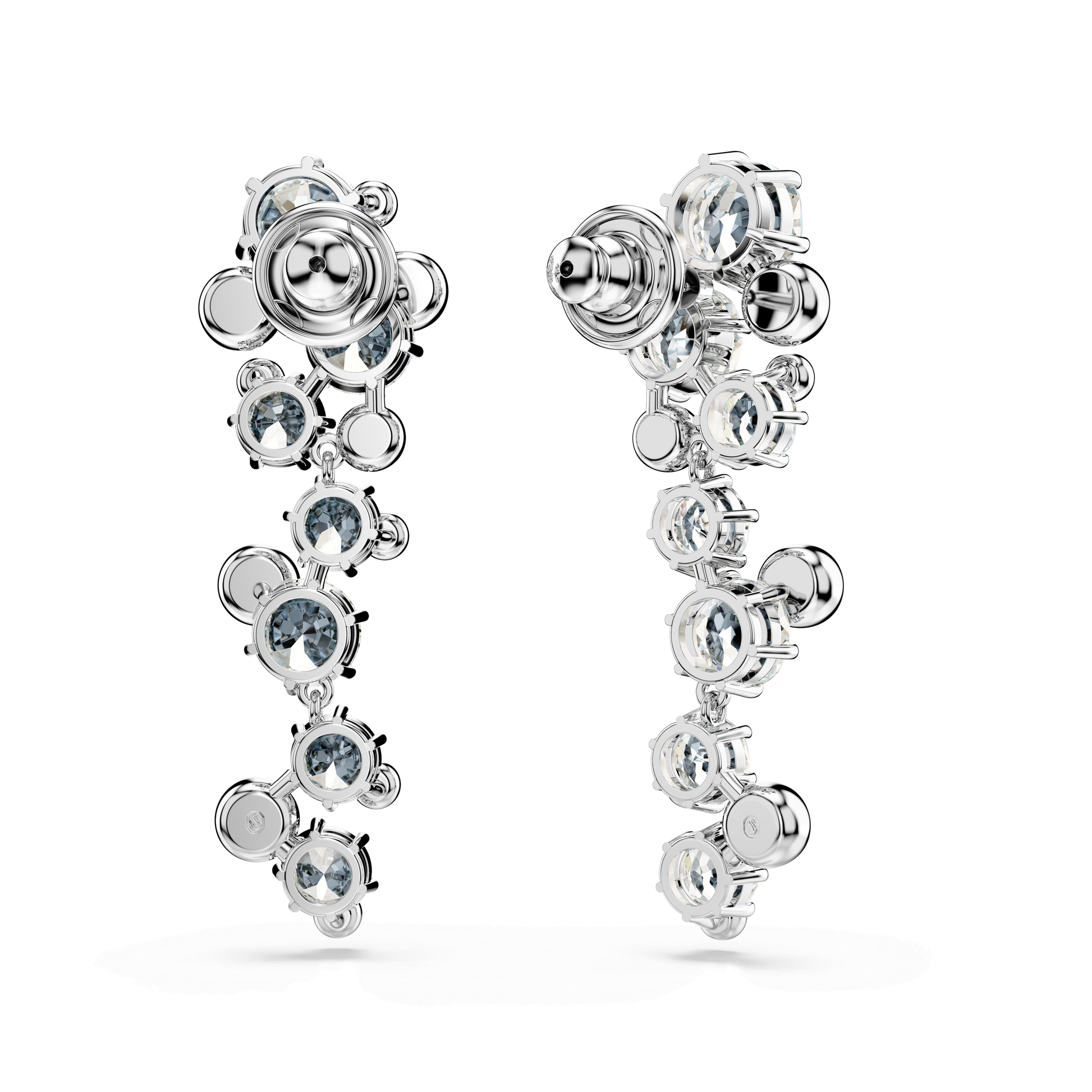 Constella drop earrings, Mixed cuts, White, Rhodium plated