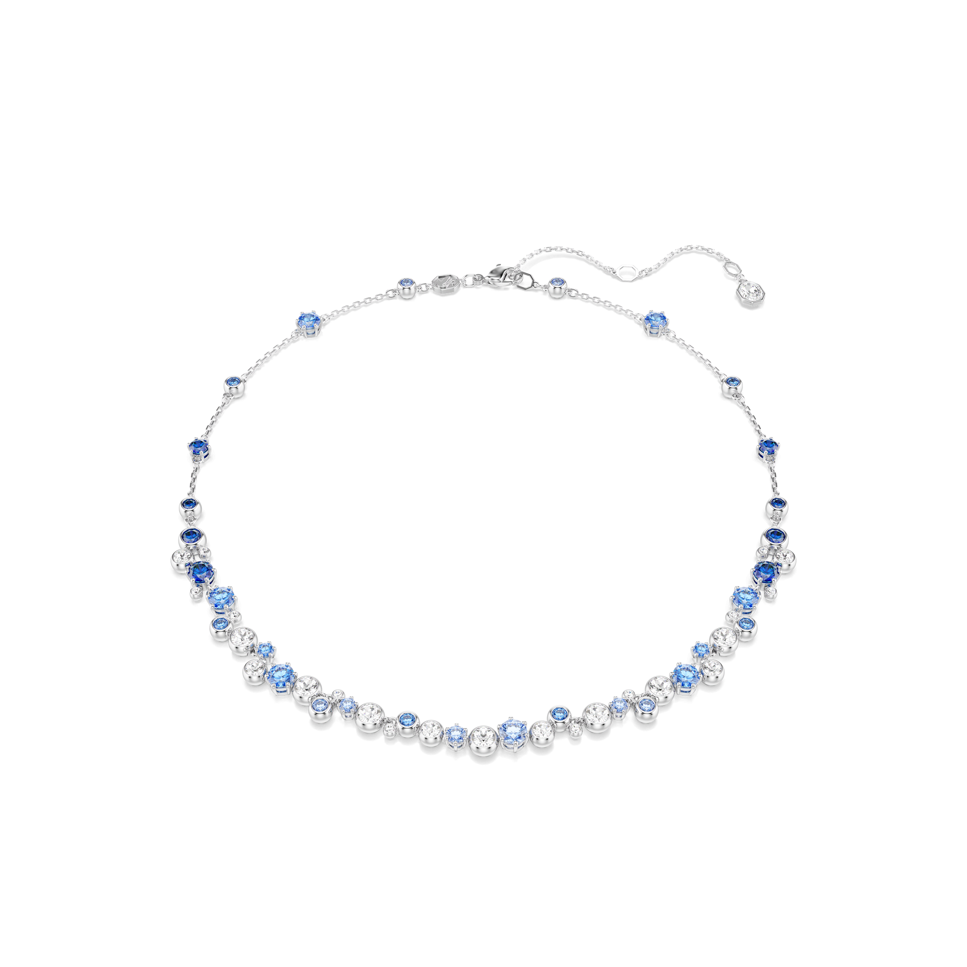 Constella necklace, Mixed cuts, Blue, Rhodium plated