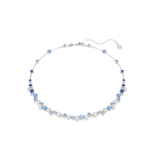 Constella necklace, Mixed cuts, Blue, Rhodium plated