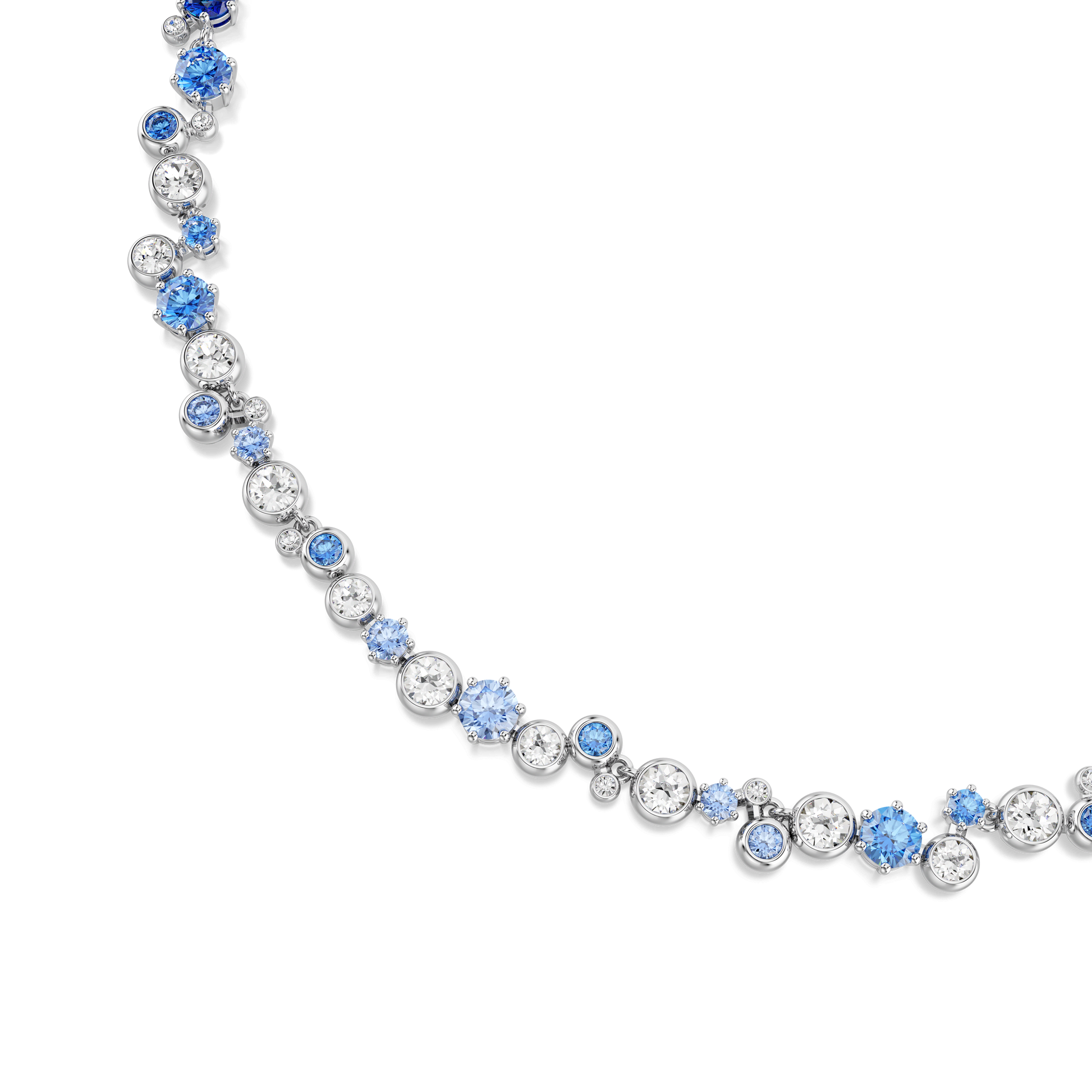 Constella necklace, Mixed cuts, Blue, Rhodium plated