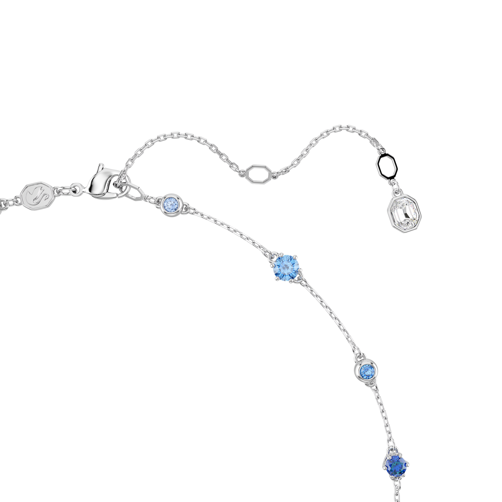Constella necklace, Mixed cuts, Blue, Rhodium plated