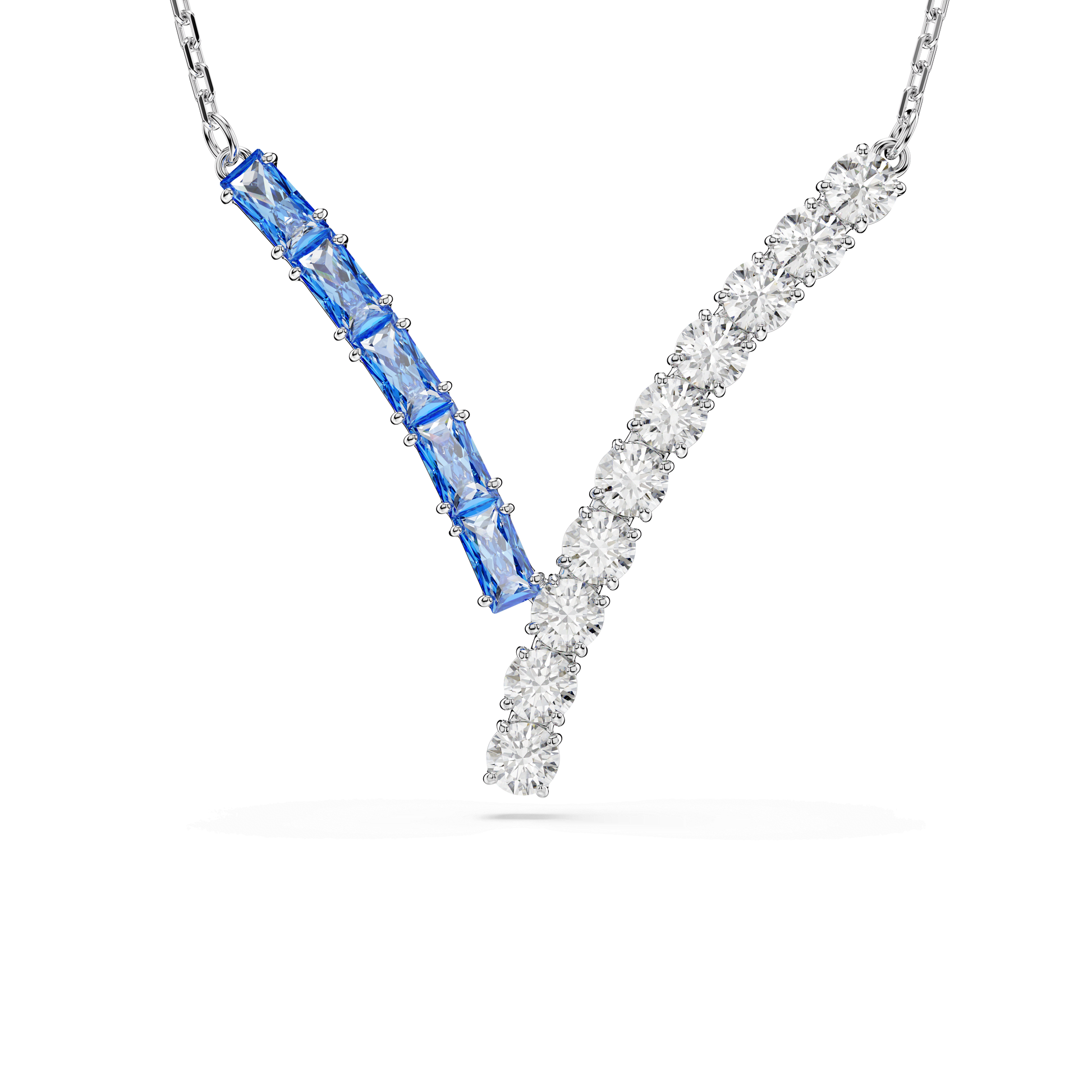 Matrix pendant, Mixed cuts, Blue, Rhodium plated