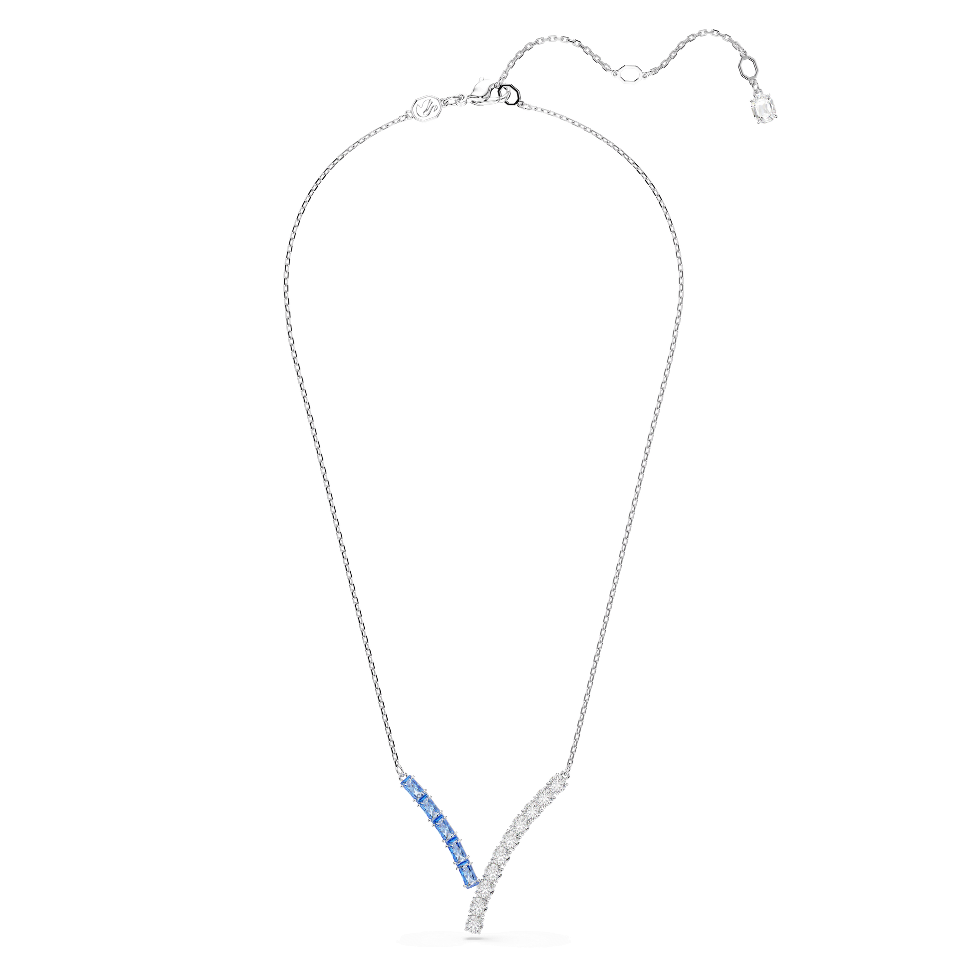 Matrix pendant, Mixed cuts, Blue, Rhodium plated