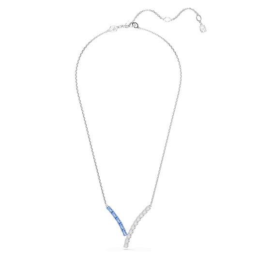 Matrix pendant, Mixed cuts, Blue, Rhodium plated