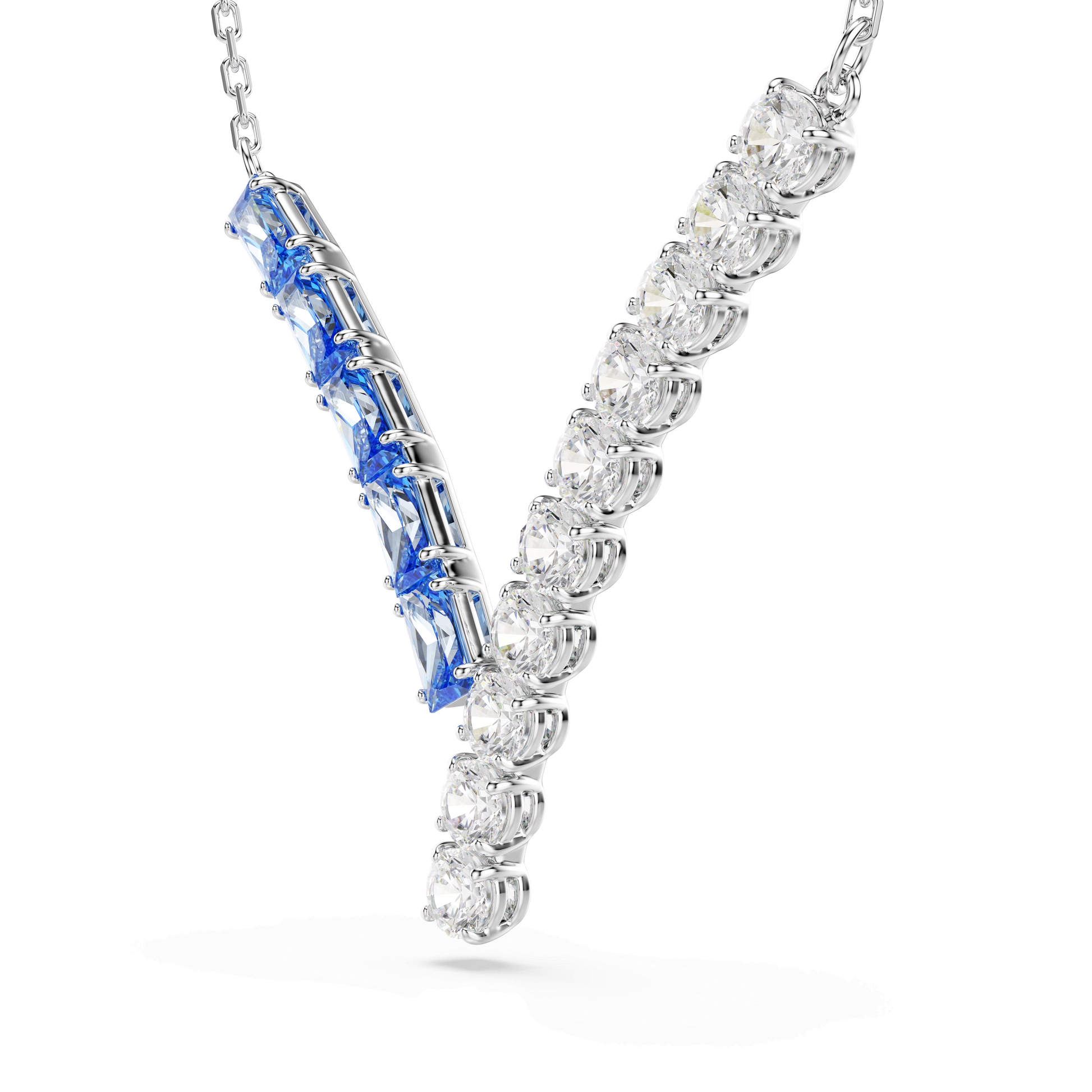 Matrix pendant, Mixed cuts, Blue, Rhodium plated