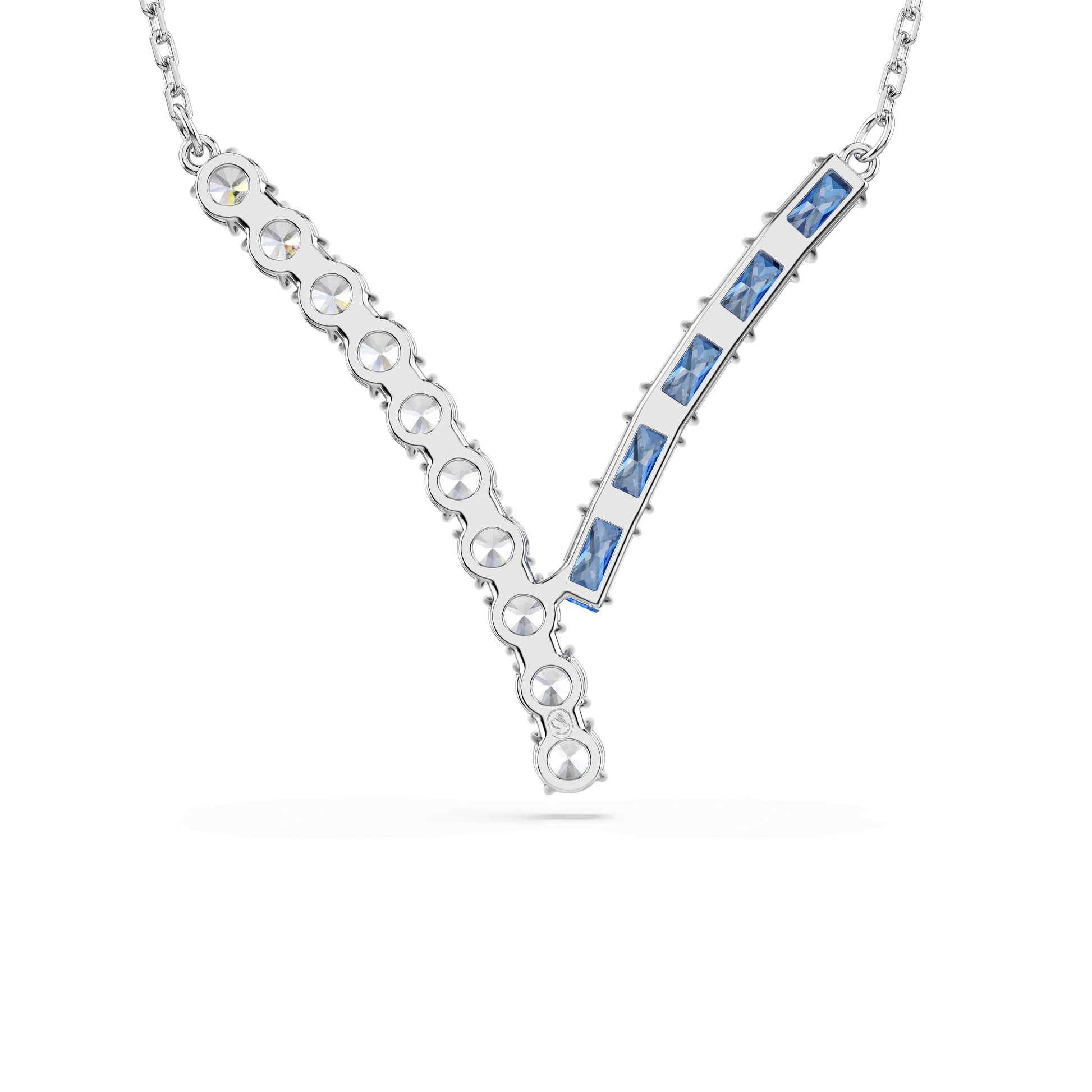 Matrix pendant, Mixed cuts, Blue, Rhodium plated
