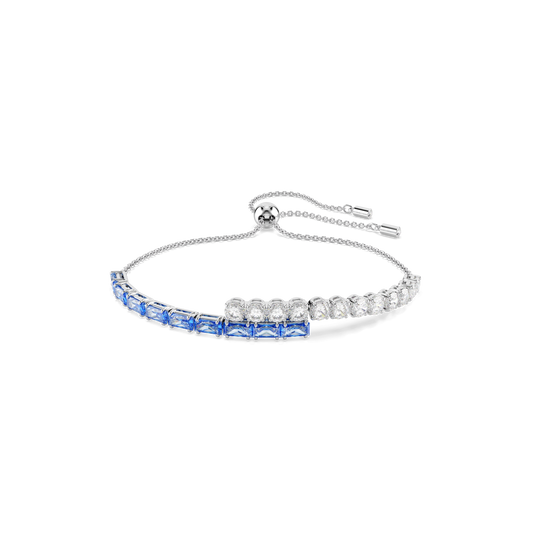 Matrix bracelet, Mixed cuts, Blue, Rhodium plated