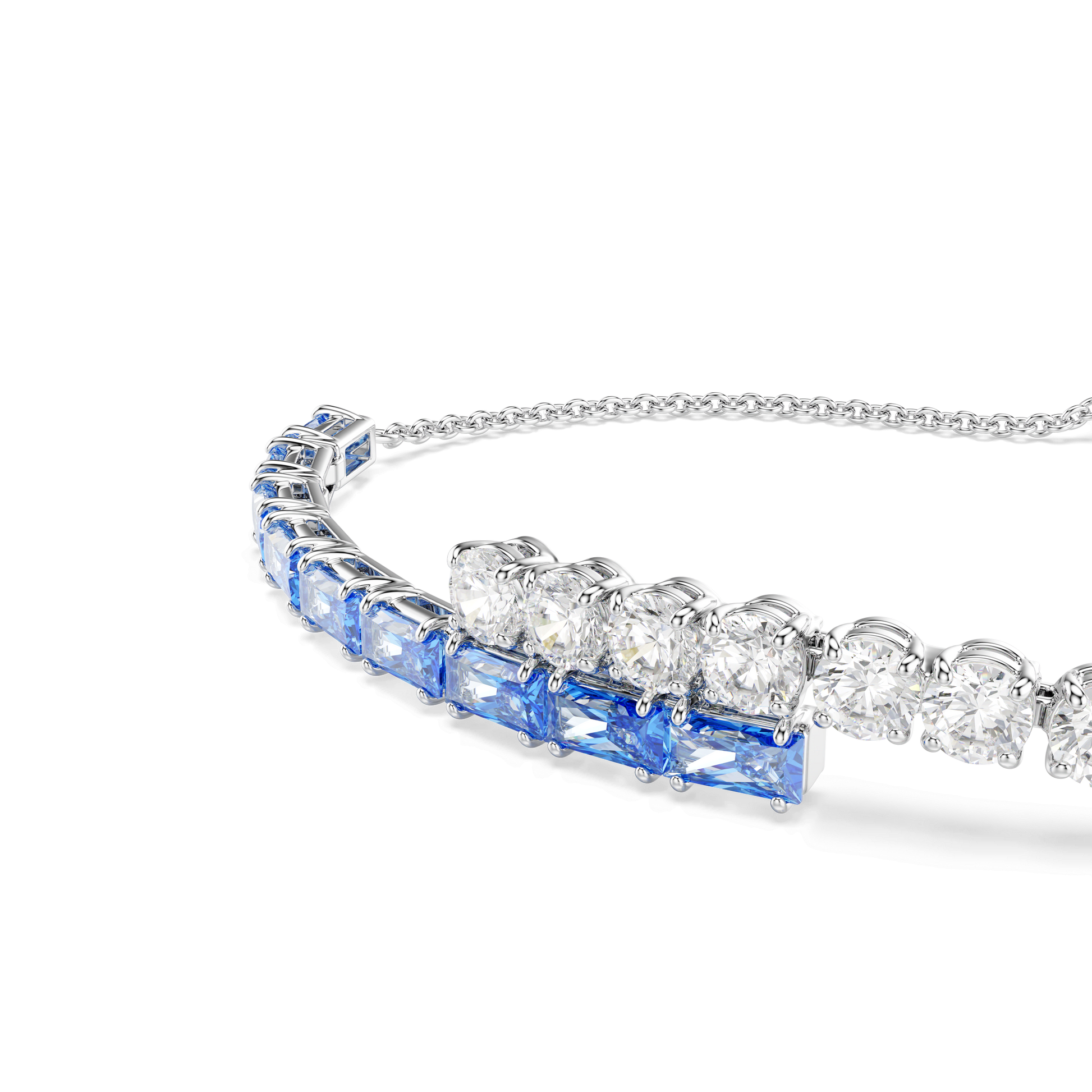 Matrix bracelet, Mixed cuts, Blue, Rhodium plated