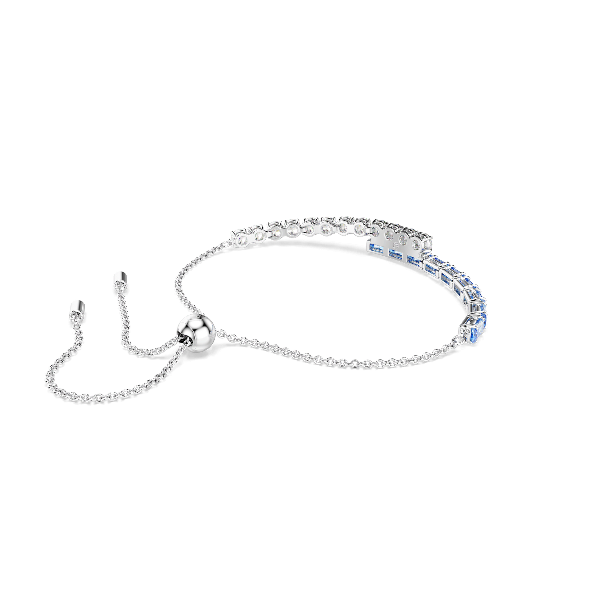 Matrix bracelet, Mixed cuts, Blue, Rhodium plated