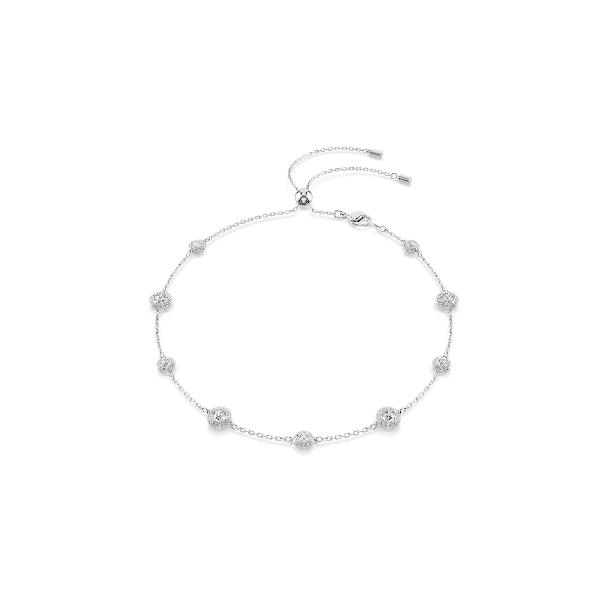 Una Angelic necklace, Round cut, Double sided motifs, White, Rhodium plated