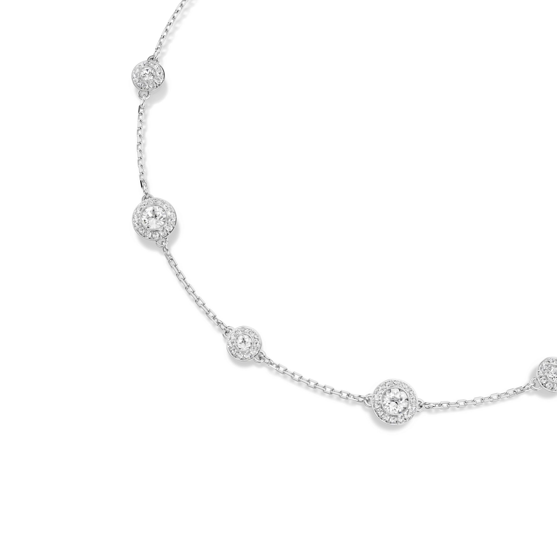 Una Angelic necklace, Round cut, Double sided motifs, White, Rhodium plated