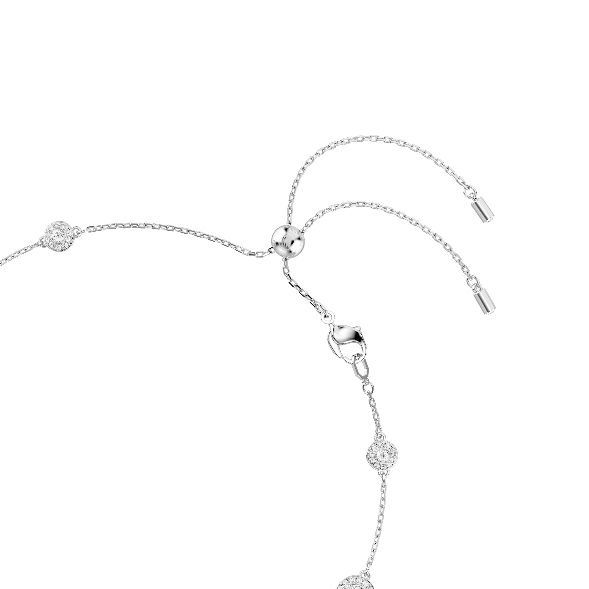 Una Angelic necklace, Round cut, Double sided motifs, White, Rhodium plated