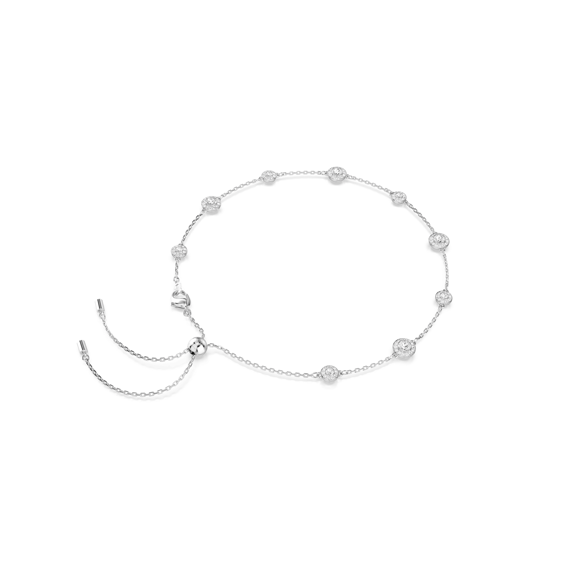 Una Angelic necklace, Round cut, Double sided motifs, White, Rhodium plated