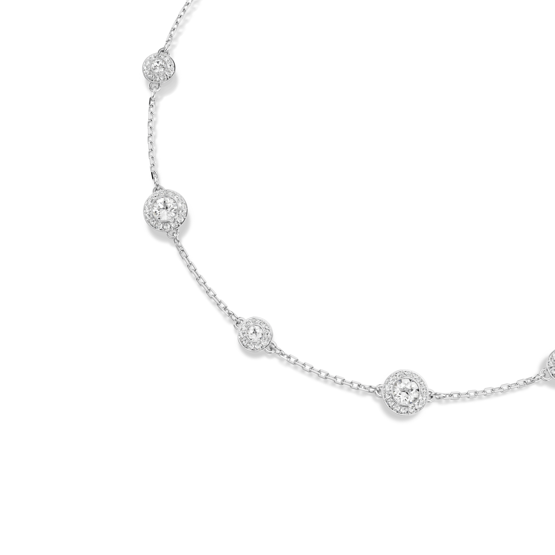 Una Angelic necklace, Round cut, Double sided motifs, White, Rhodium plated