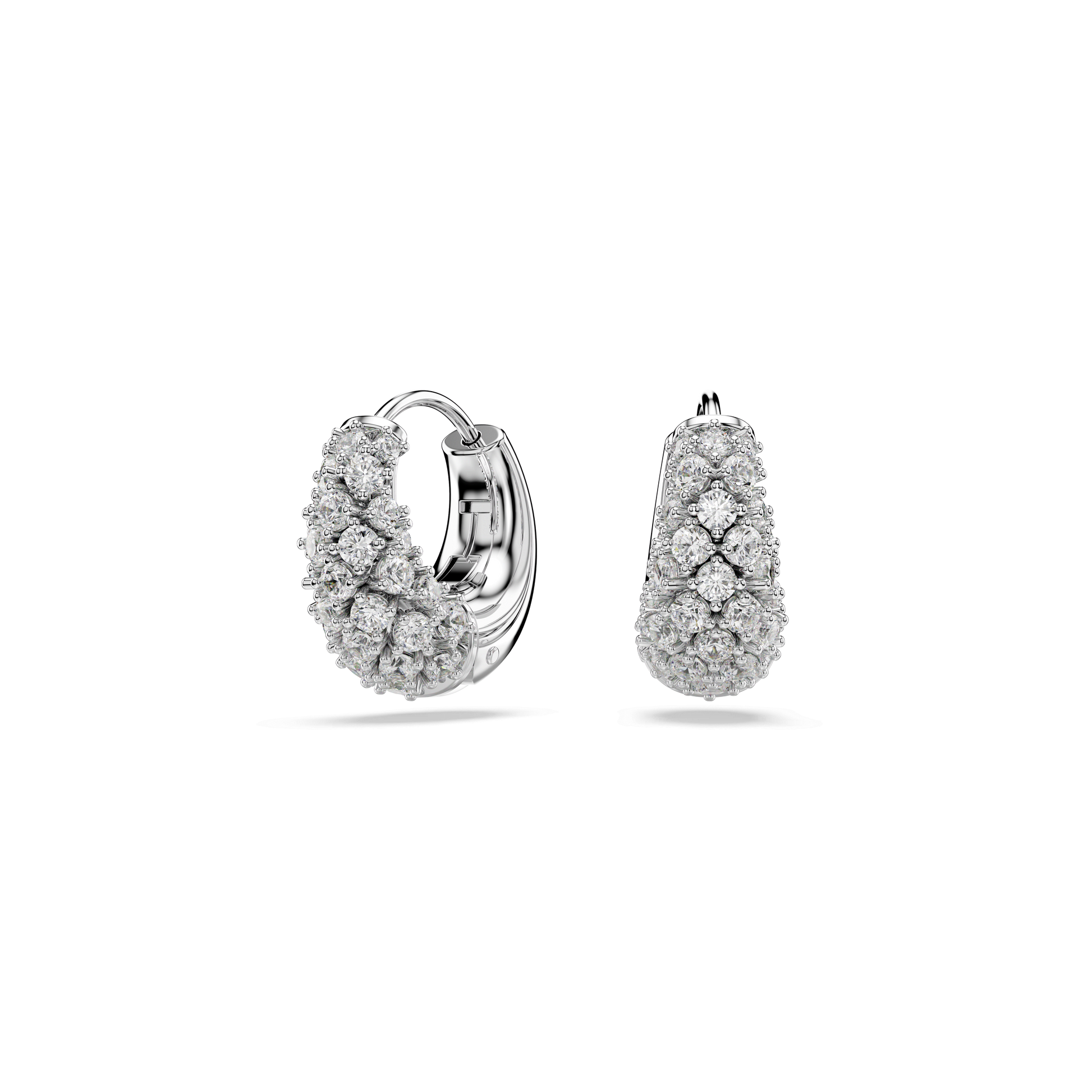 Sublima earrings, White, Rhodium plated